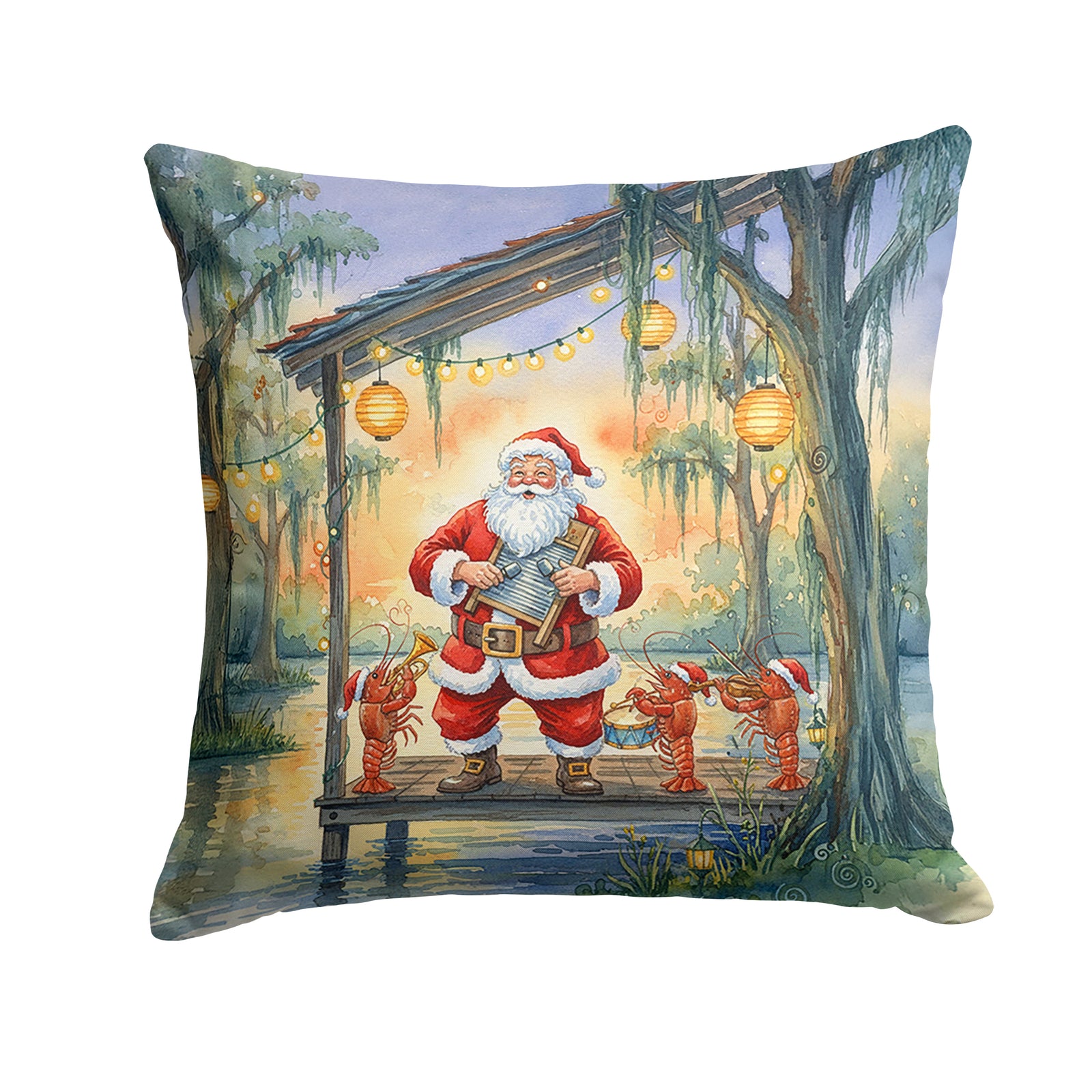 Caroline's Treasures Cajun Santa Claus and the Crawfish Band Christmas Throw Pillow