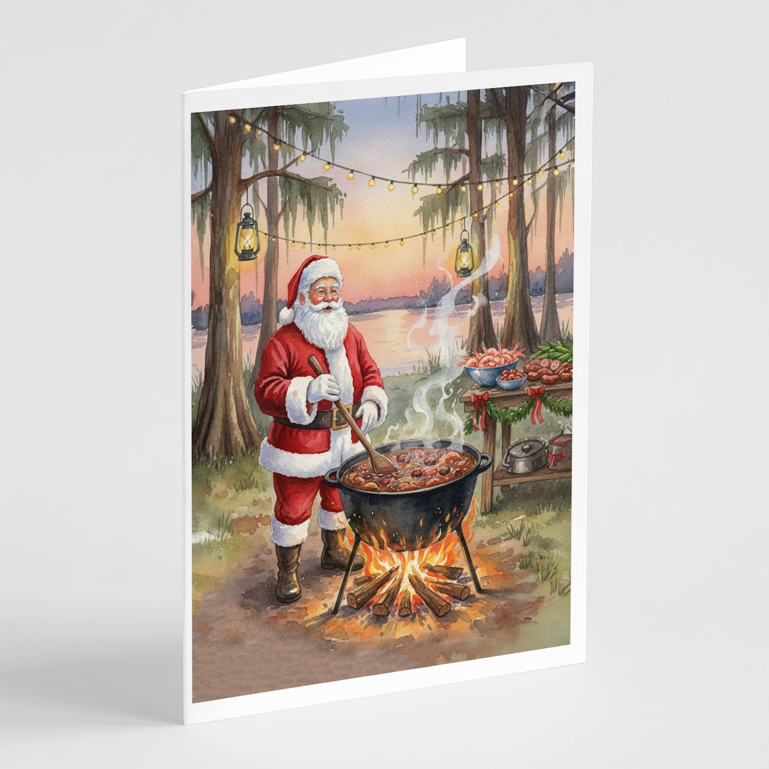 Caroline's Treasures Cajun Santa Claus Cooking Gumbo Christmas Greeting Cards Pack of 8