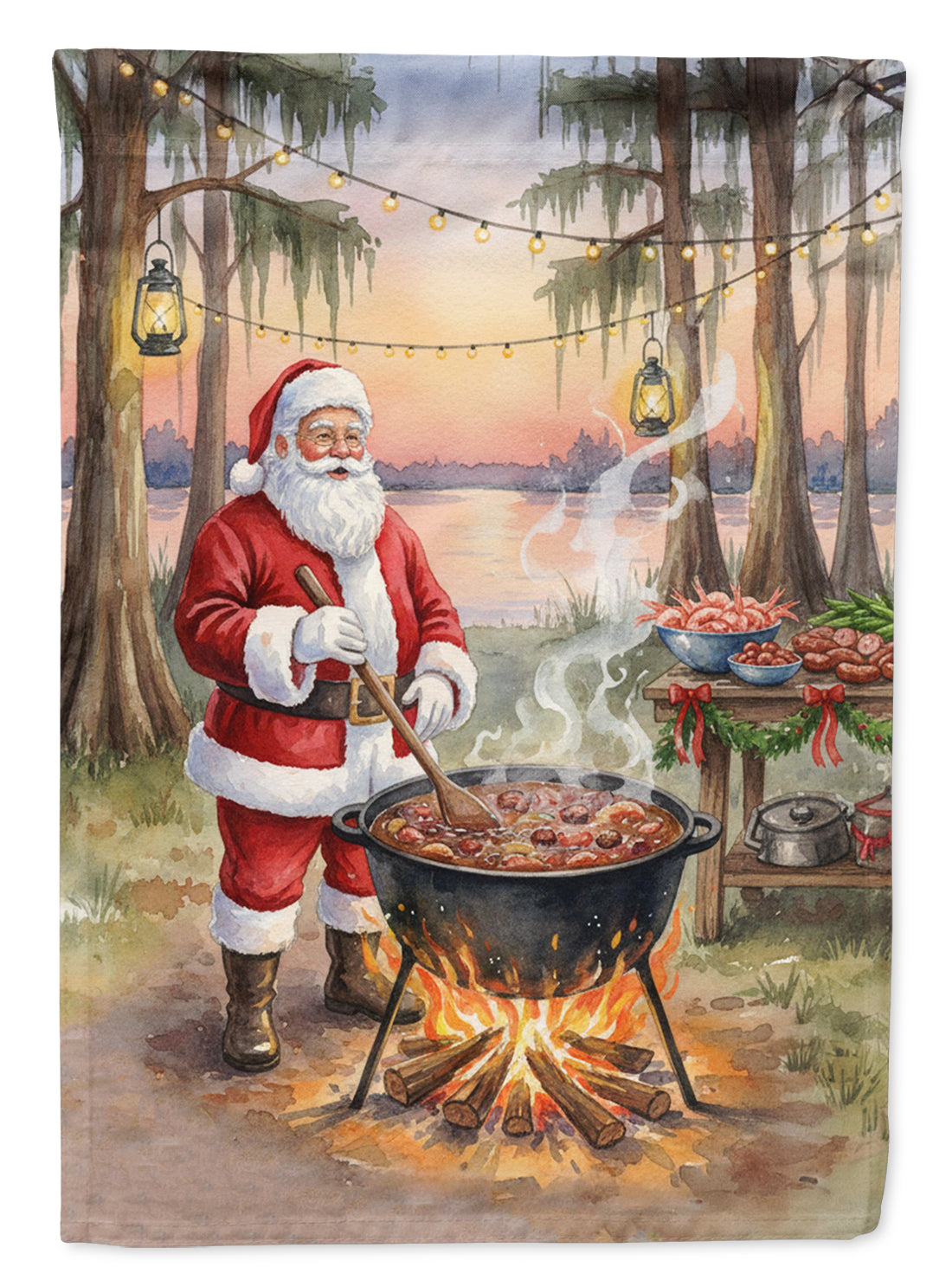 Caroline's Treasures Cajun Santa Claus Cooking Gumbo Christmas Garden Flag