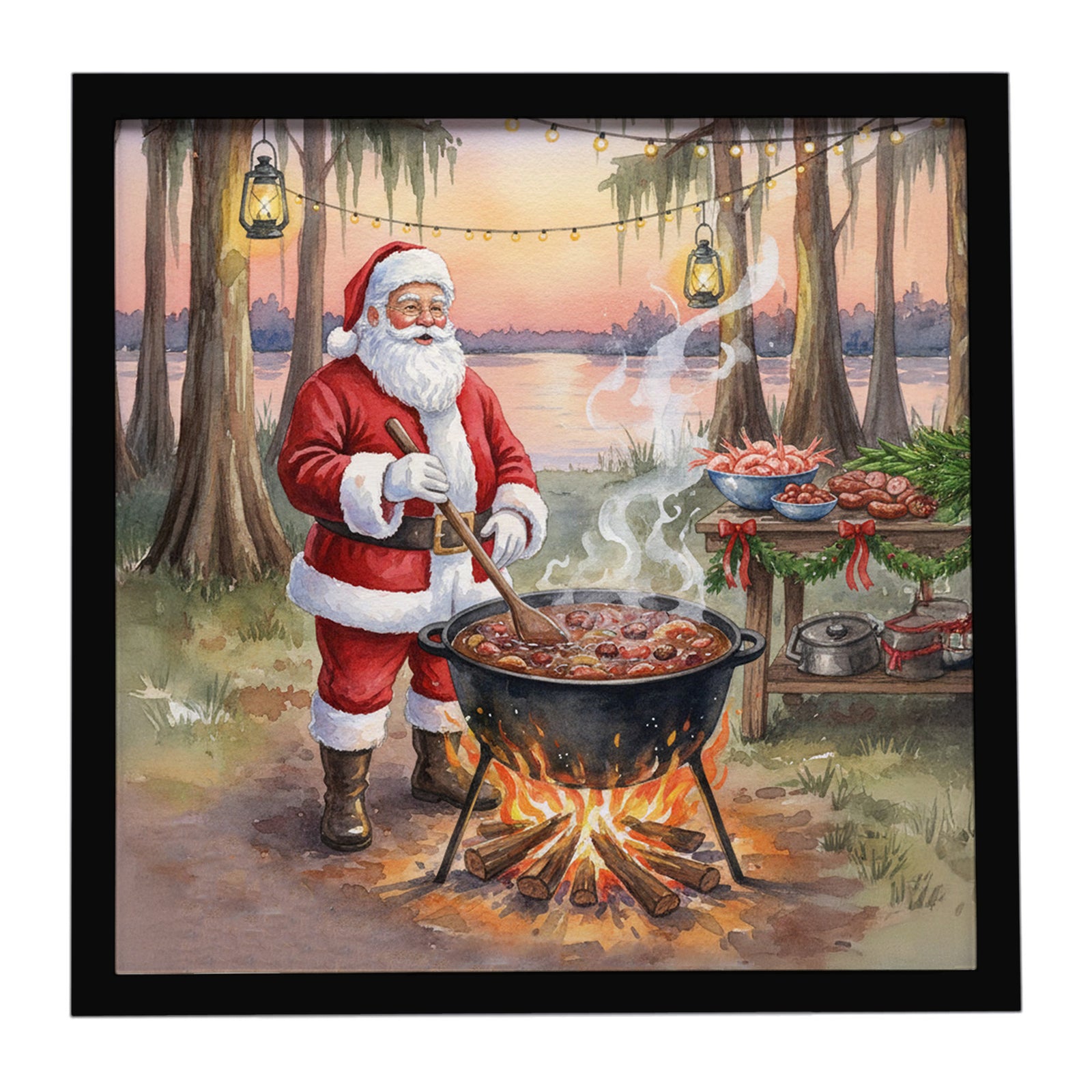Caroline's Treasures Cajun Santa Claus Cooking Gumbo Christmas Framed Metal Print