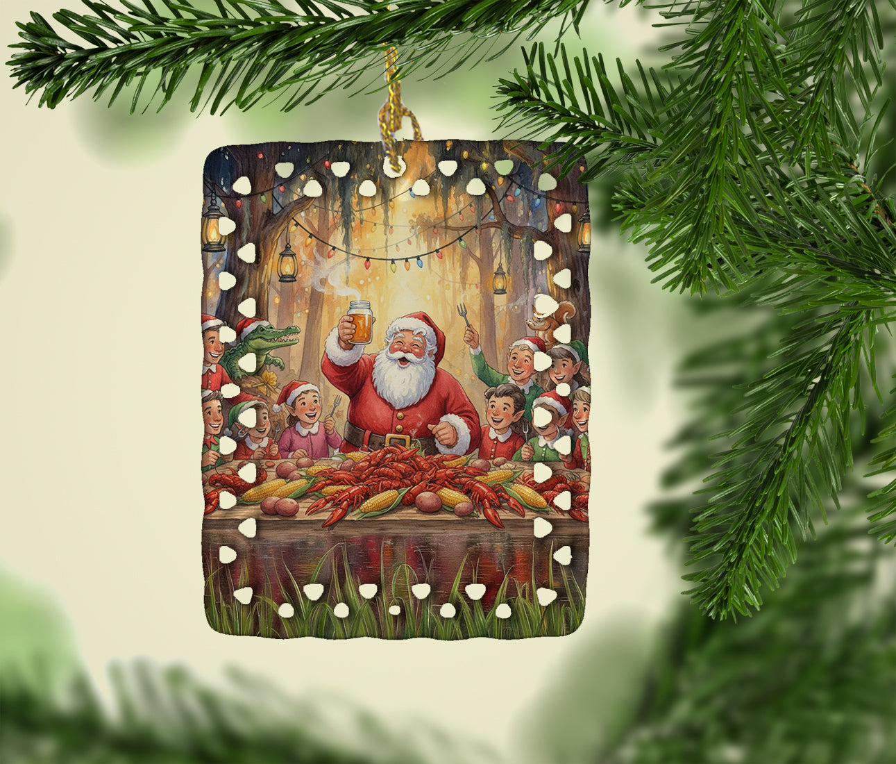 Caroline's Treasures Cajun Santa Claus Crawfish Boil Christmas Porcelain Ornament