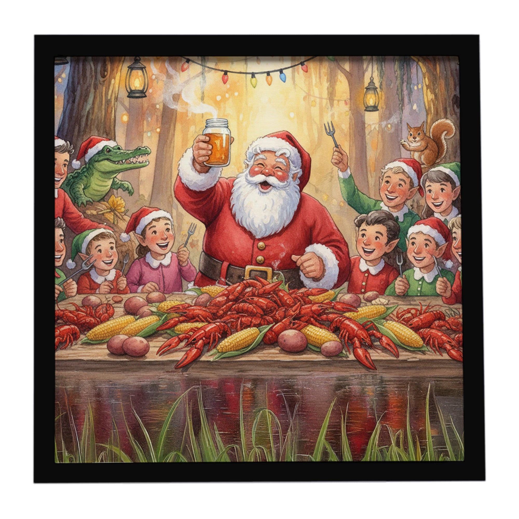 Caroline's Treasures Cajun Santa Claus Crawfish Boil Christmas Framed Metal Print