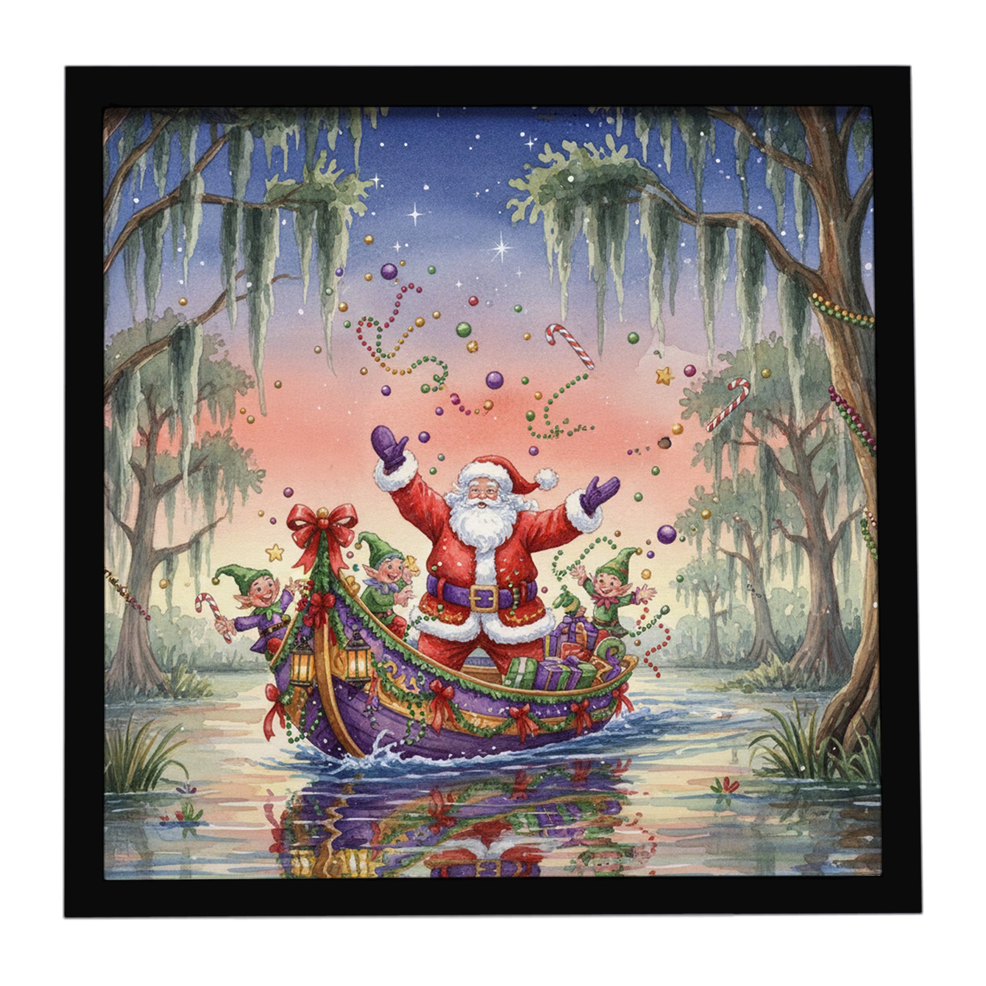 Caroline's Treasures Cajun Santa Claus in the Bayou Christmas Parade Christmas Framed Metal Print