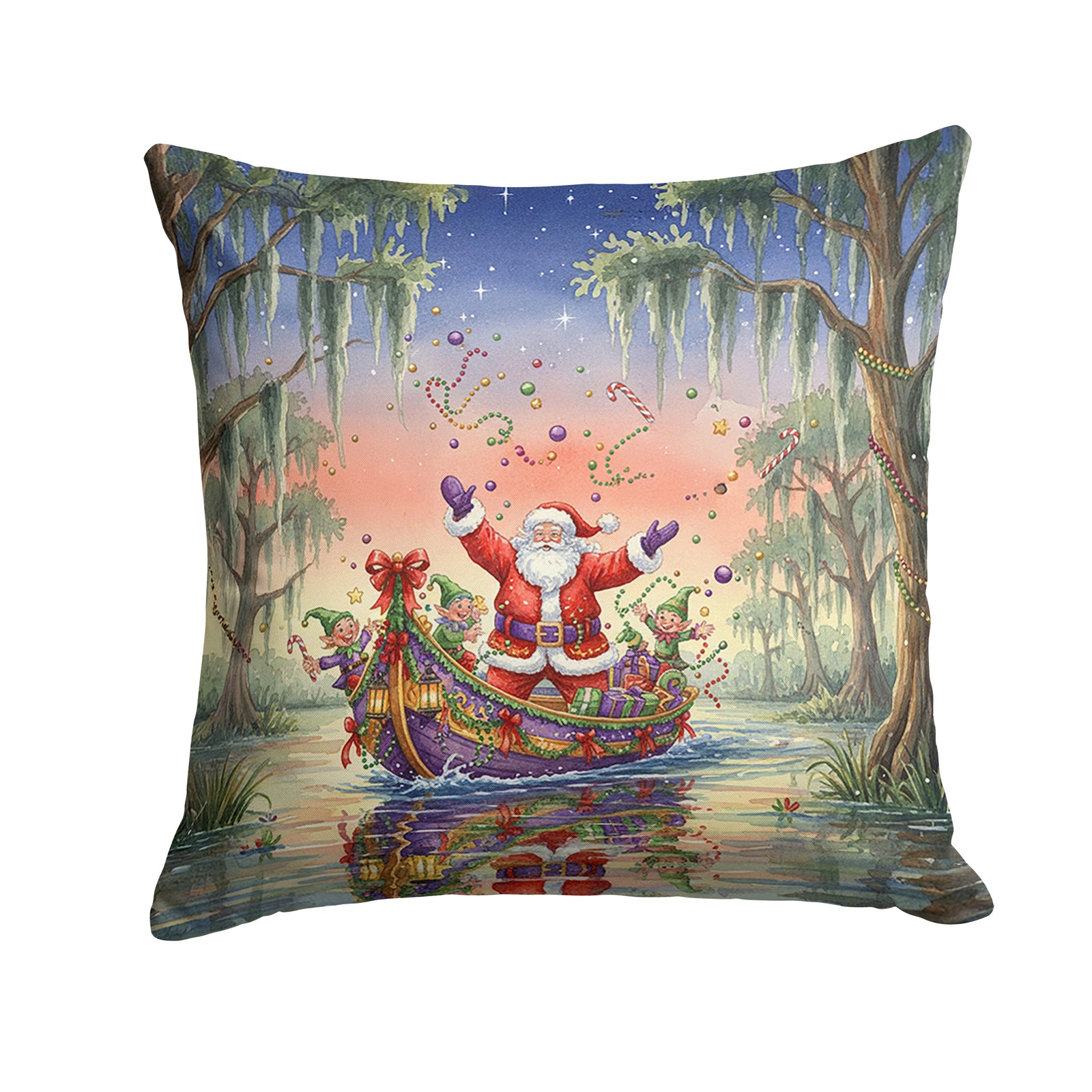 Caroline's Treasures Cajun Santa Claus in the Bayou Christmas Parade Christmas Throw Pillow