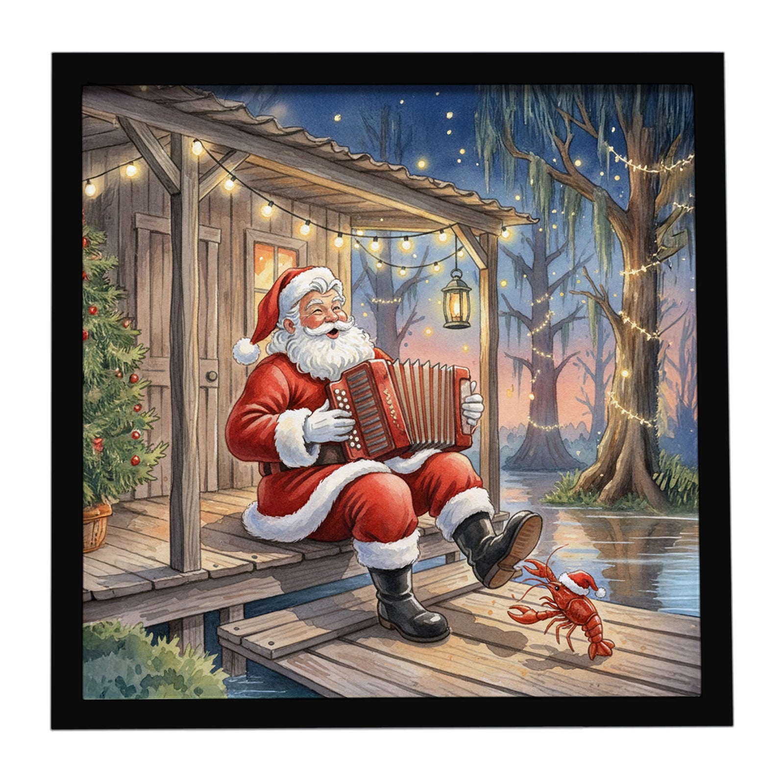 Caroline's Treasures Cajun Santa Claus Playing Zydeco Christmas Framed Metal Print