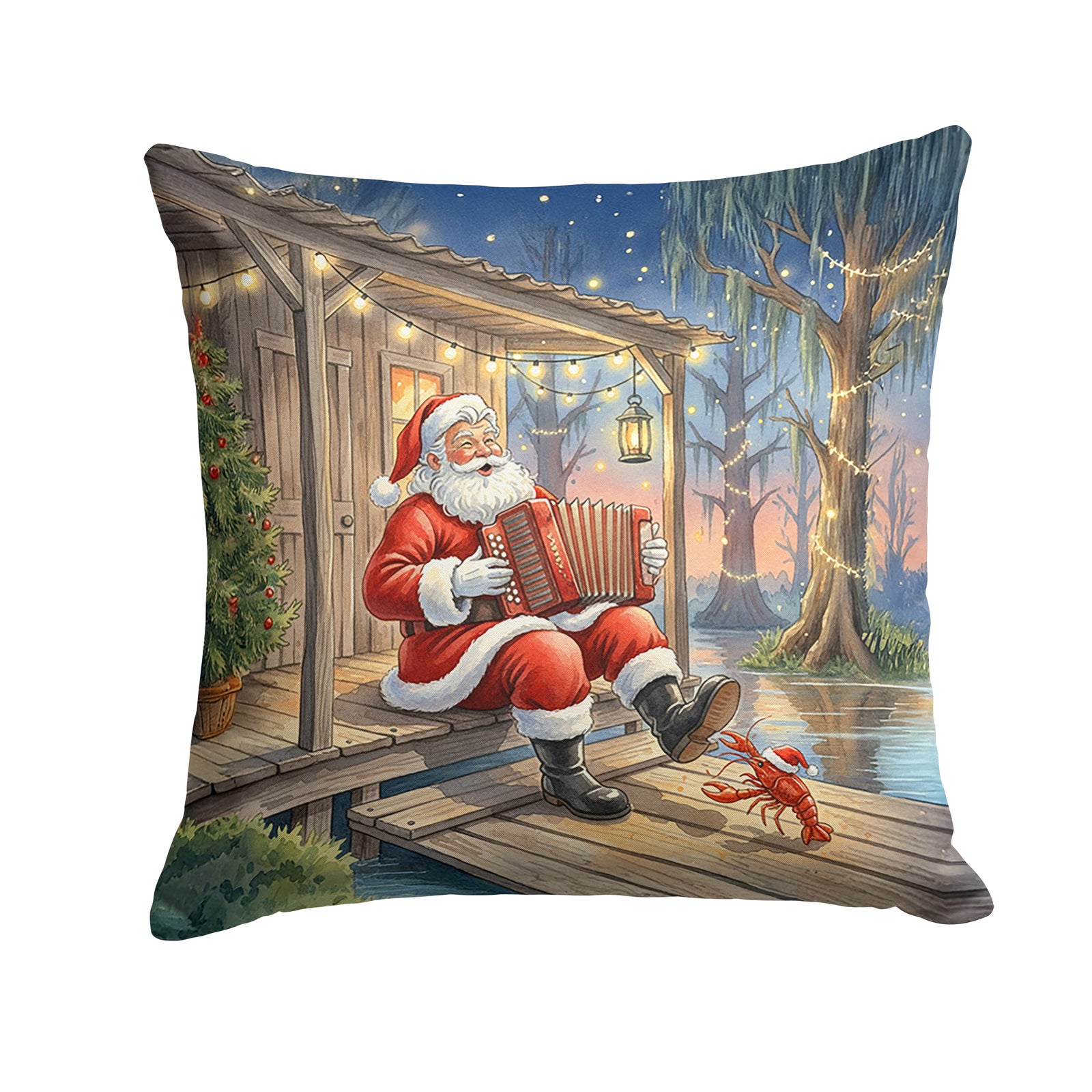 Caroline's Treasures Cajun Santa Claus Playing Zydeco Christmas Throw Pillow