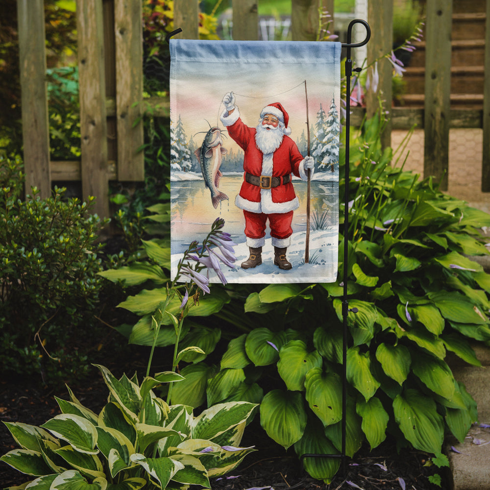 Caroline's Treasures Fishing Santa Claus with Catfish Christmas Garden Flag