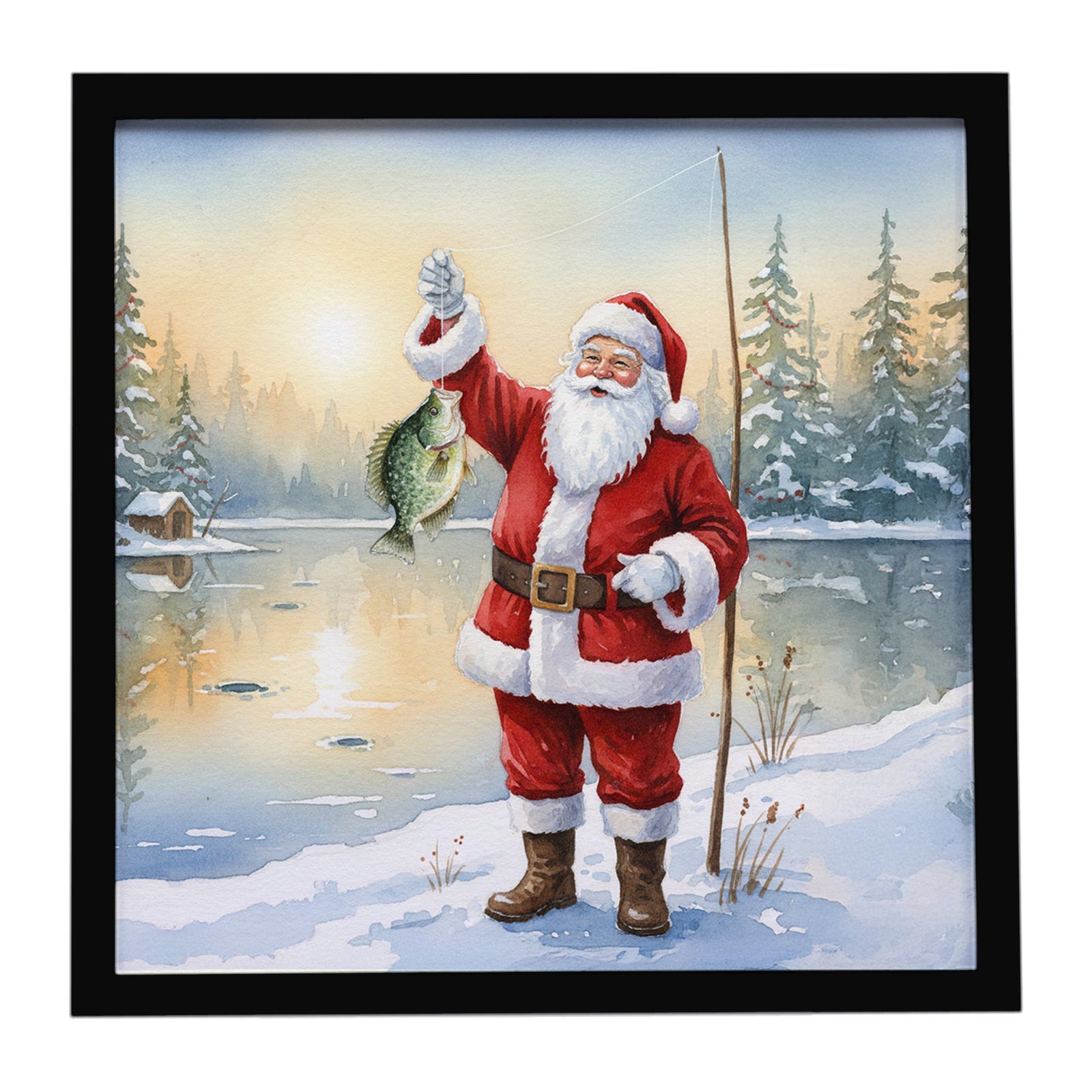 Caroline's Treasures Fishing Santa Claus with Crappie Christmas Framed Metal Print