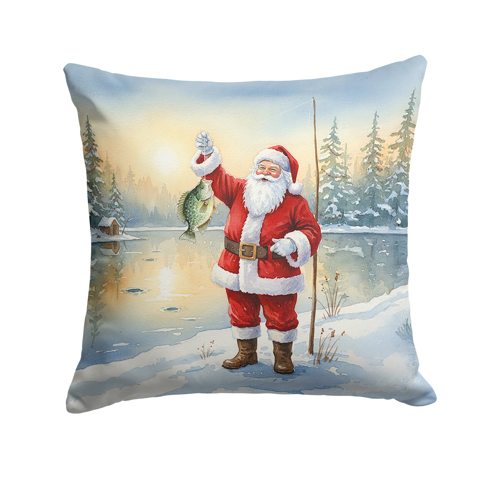 Caroline's Treasures Fishing Santa Claus with Crappie Christmas Throw Pillow