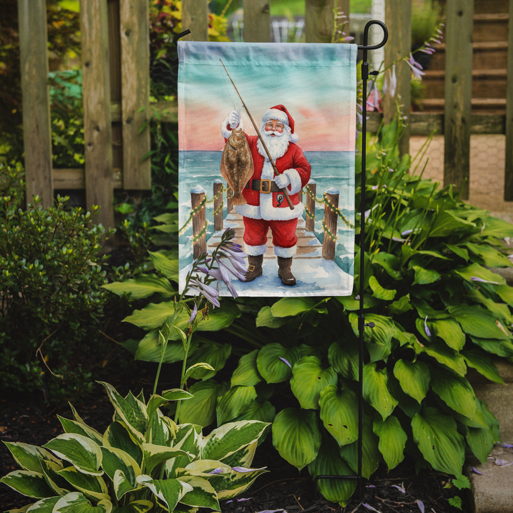 Caroline's Treasures Fishing Santa Claus with Flounder Christmas Garden Flag