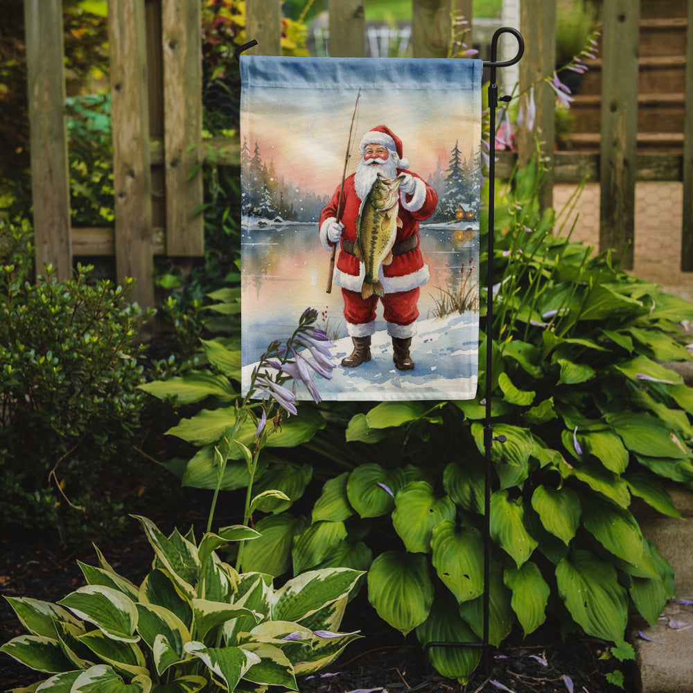 Caroline's Treasures Fishing Santa Claus with Largemouth Bass Christmas Garden Flag