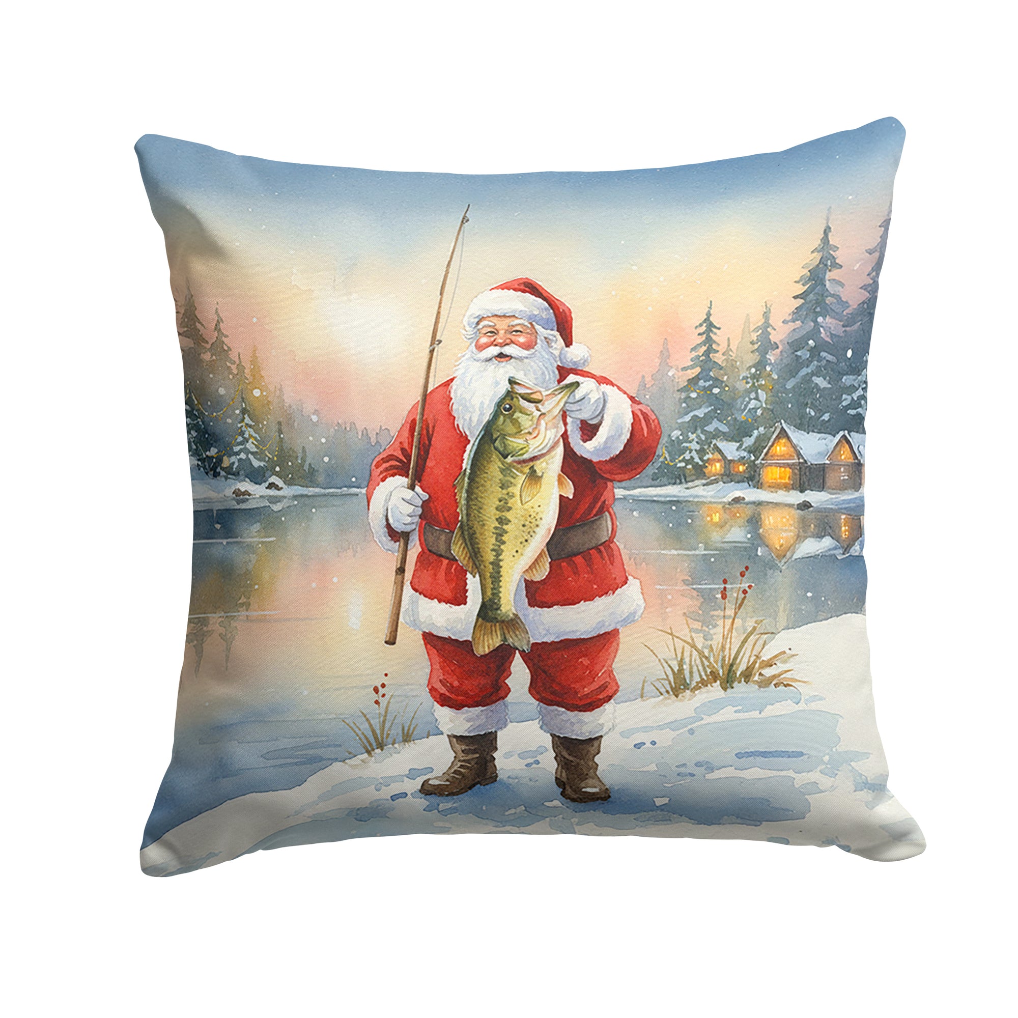 Caroline's Treasures Fishing Santa Claus with Largemouth Bass Christmas Throw Pillow