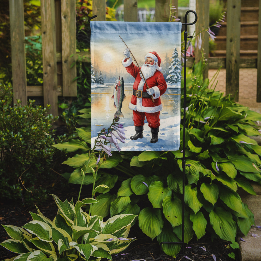 Caroline's Treasures Fishing Santa Claus with Rainbow Trout Christmas Garden Flag