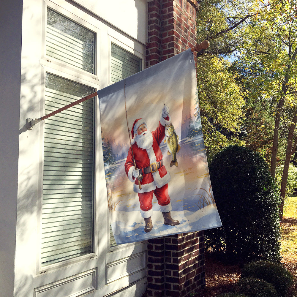 Caroline's Treasures Fishing Santa Claus with Smallmouth Bass Christmas House Flag