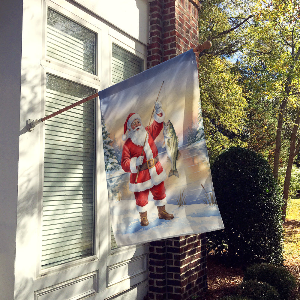 Caroline's Treasures Fishing Santa Claus with Striped Bass Christmas House Flag
