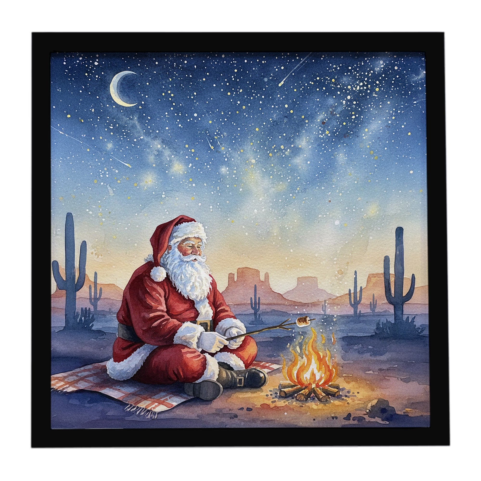 Caroline's Treasures Santa Claus by the Campfire Christmas Framed Metal Print