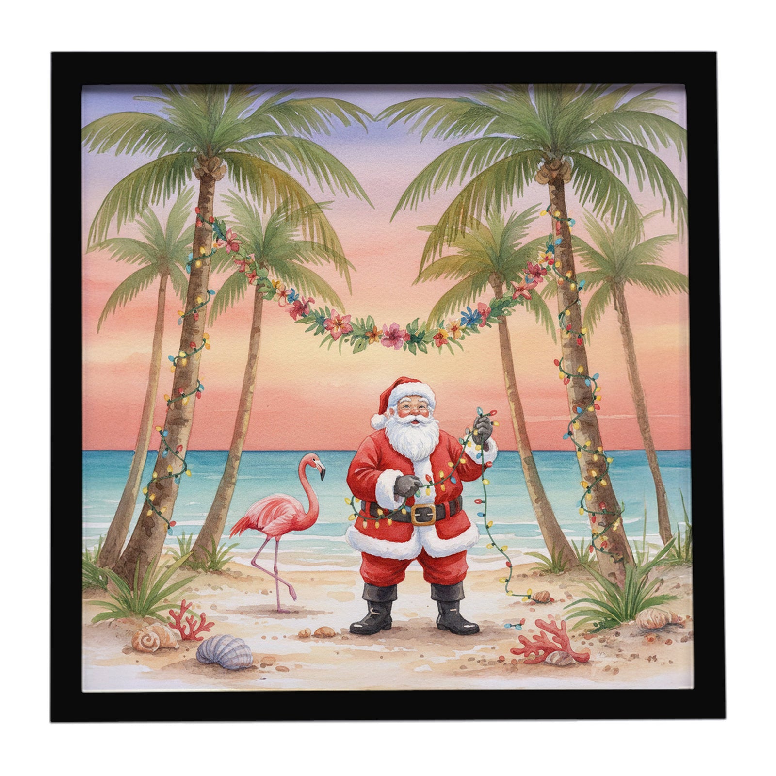 Caroline's Treasures Santa Claus Decorating Palm Tree Christmas Framed Metal Print