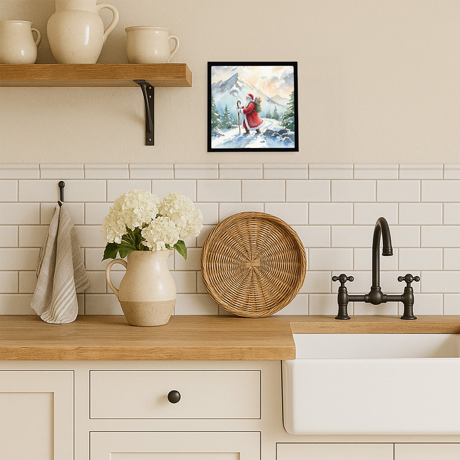 Caroline's Treasures Santa Claus Hiking in the Mountains Christmas Framed Metal Print