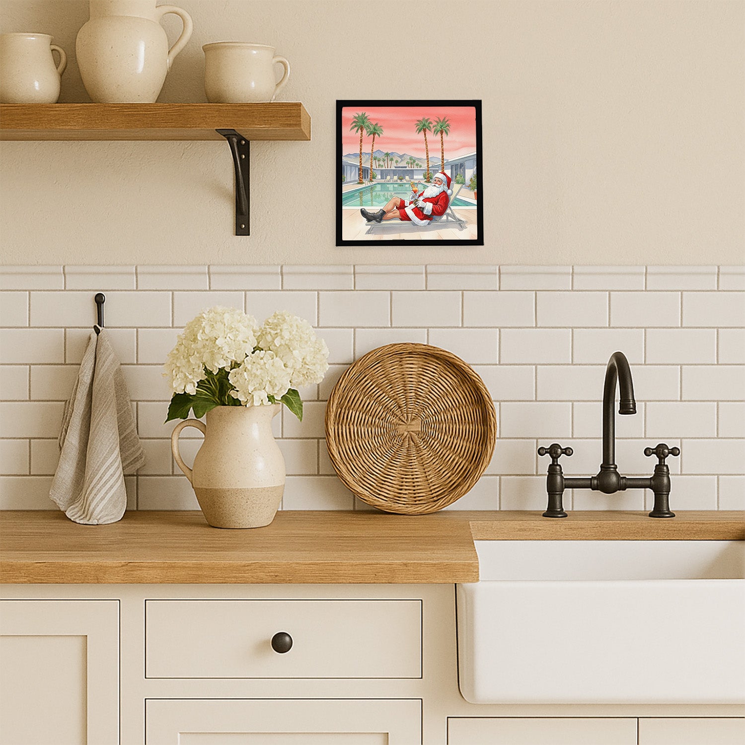 Caroline's Treasures Santa Claus in Palm Springs Christmas Framed Metal Print