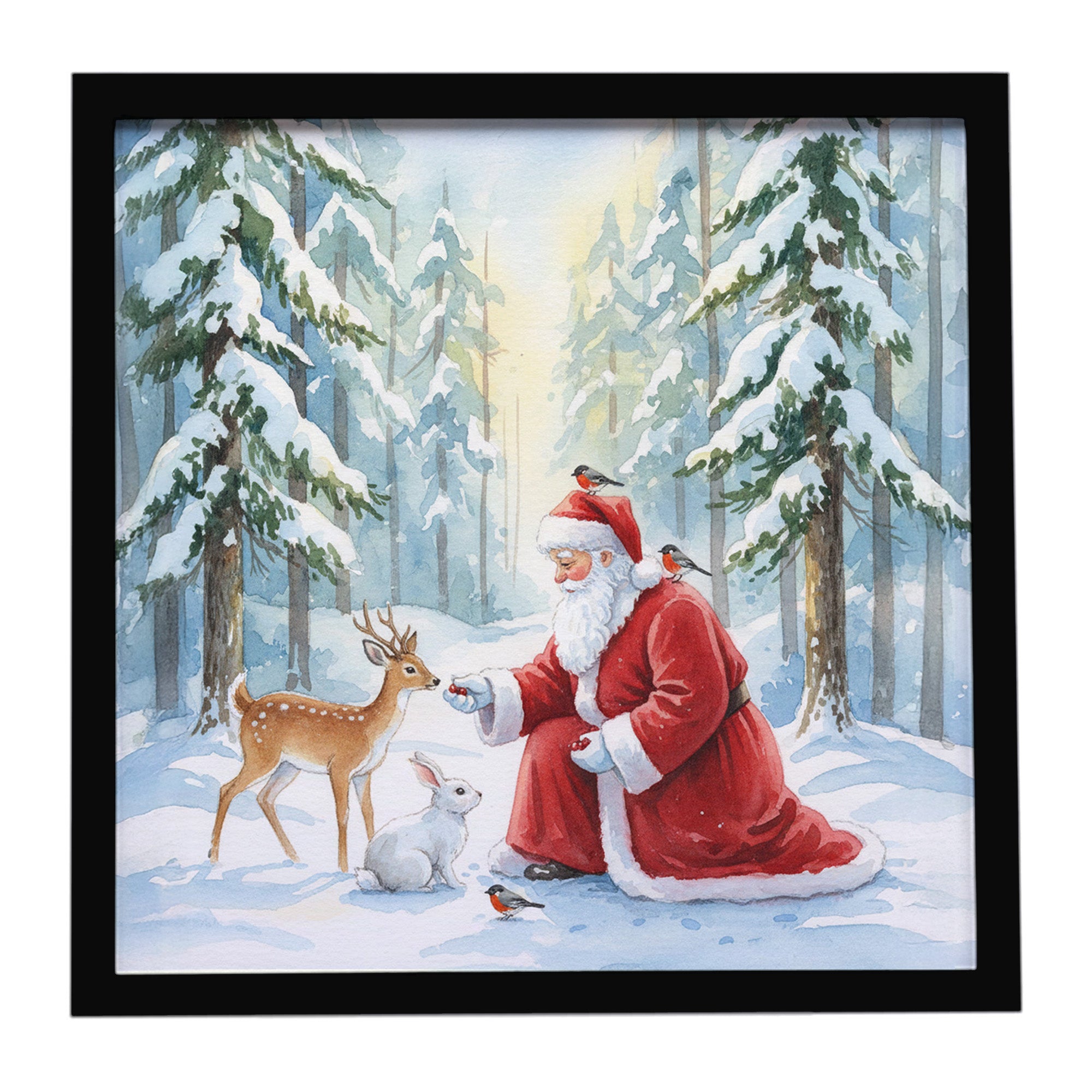 Caroline's Treasures Santa Claus in the Forest with Wildlife Christmas Framed Metal Print