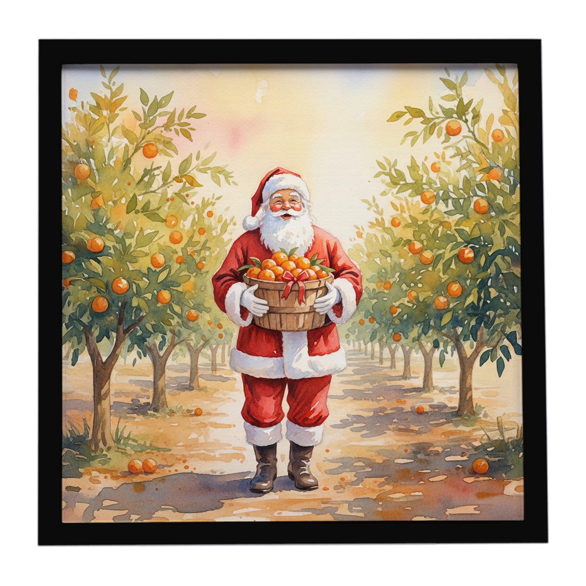 Caroline's Treasures Santa Claus in the Orange Grove Christmas Framed Metal Print