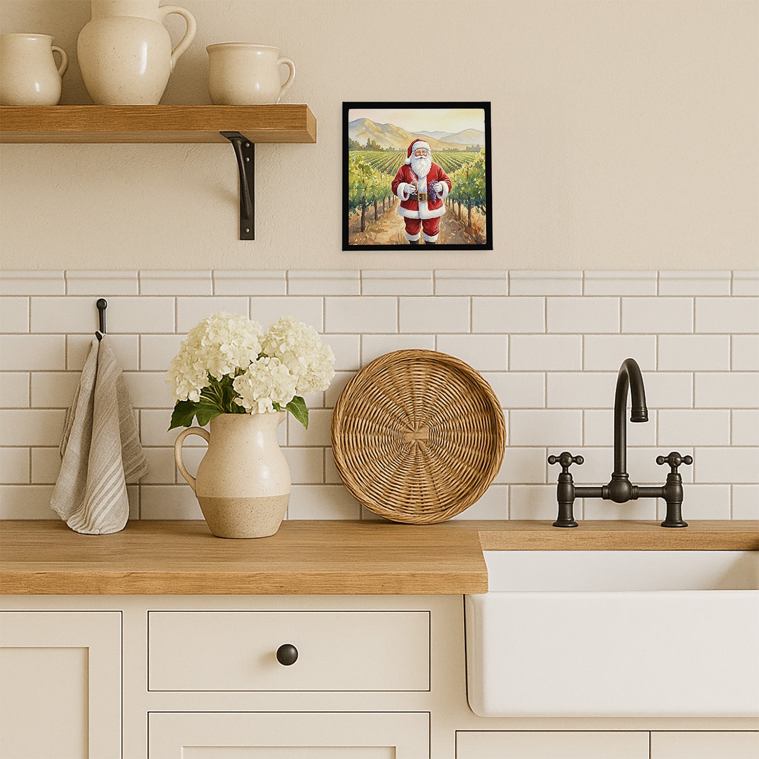 Caroline's Treasures Santa Claus in the Vineyard Christmas Framed Metal Print