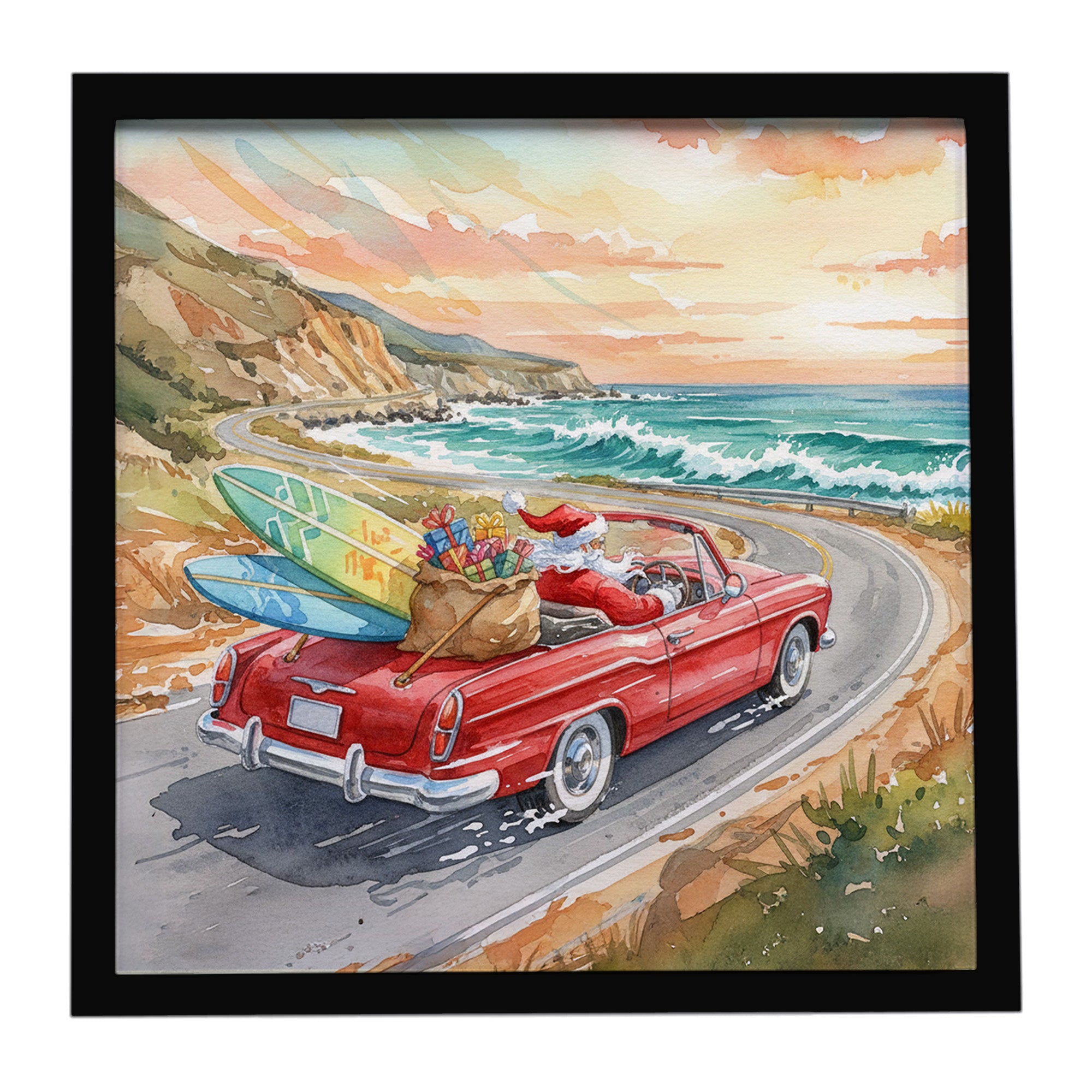 Caroline's Treasures Santa Claus on Route 1 Christmas Framed Metal Print