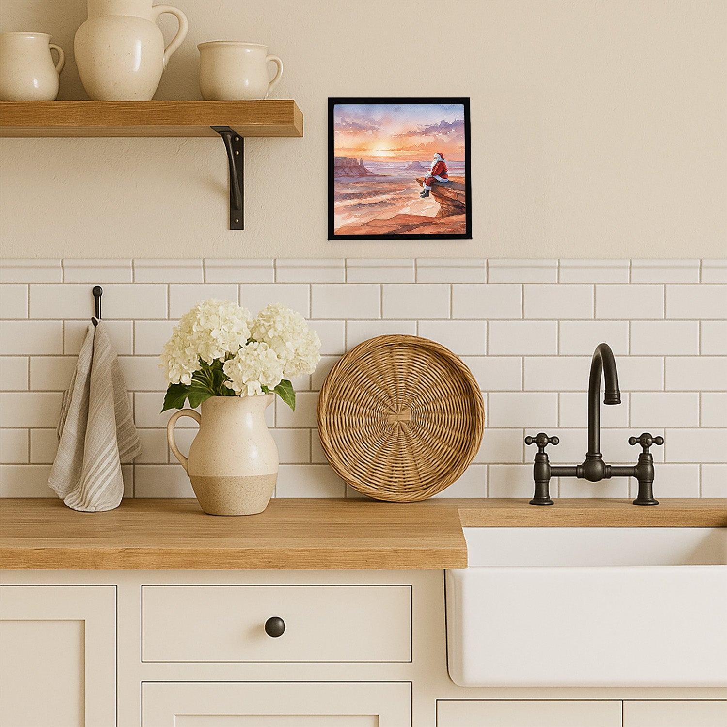 Caroline's Treasures Santa Claus on the Red Rocks Christmas Framed Metal Print