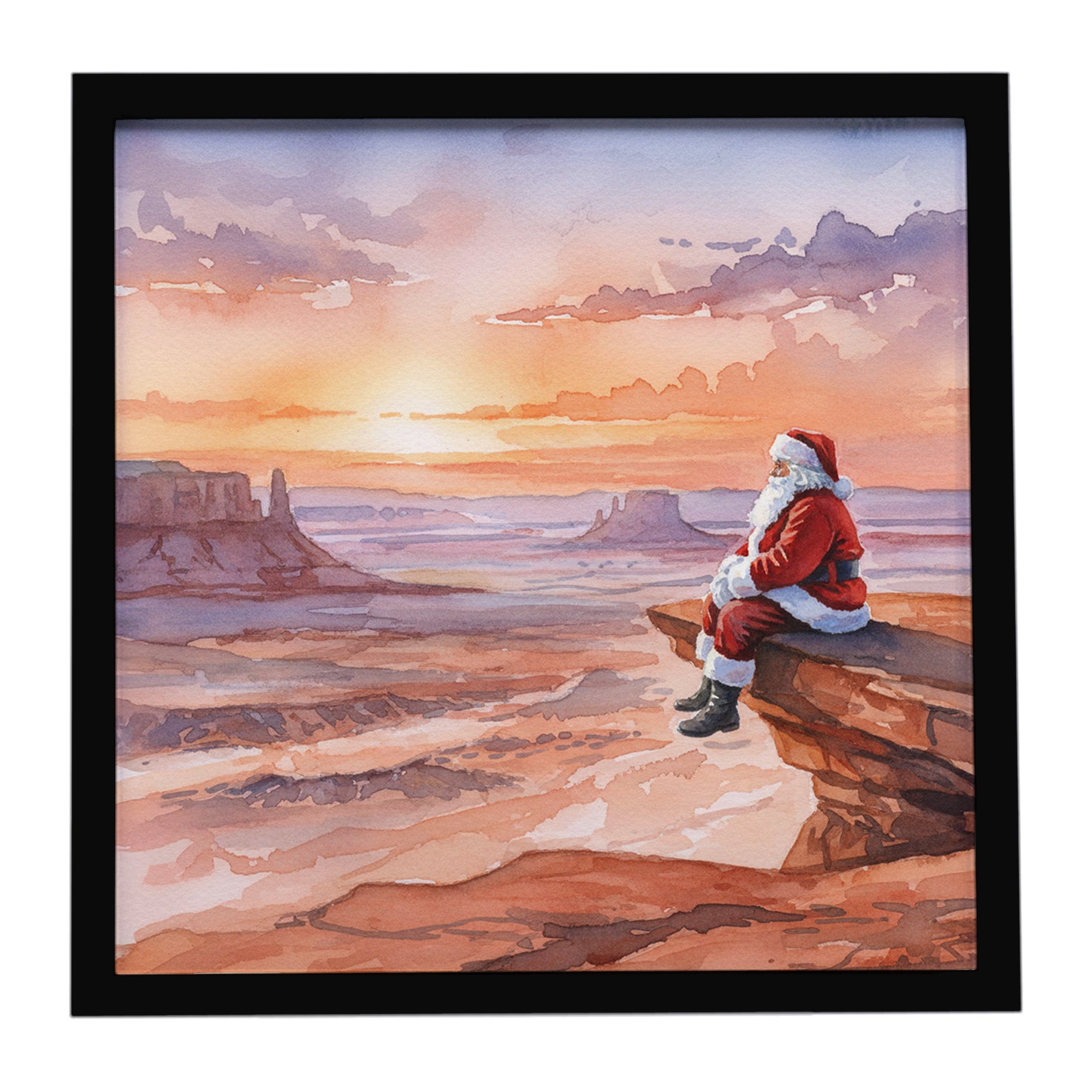Caroline's Treasures Santa Claus on the Red Rocks Christmas Framed Metal Print
