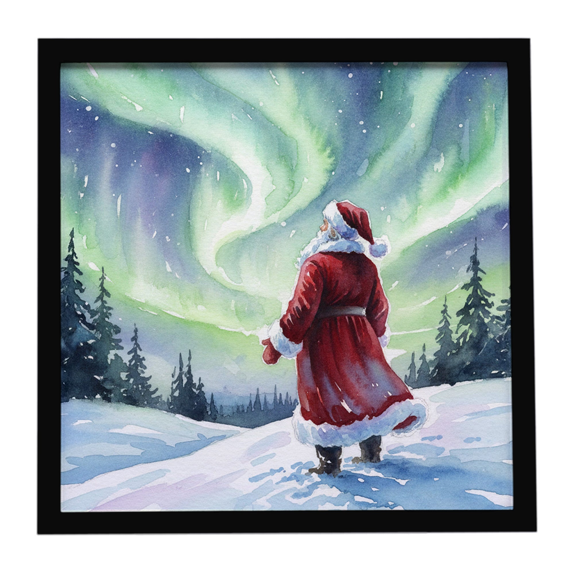 Caroline's Treasures Santa Claus Watching the Northern Lights Christmas Framed Metal Print
