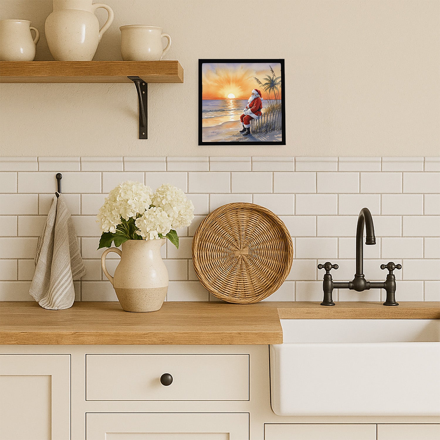 Caroline's Treasures Santa Claus Watching the Sunset Christmas Framed Metal Print