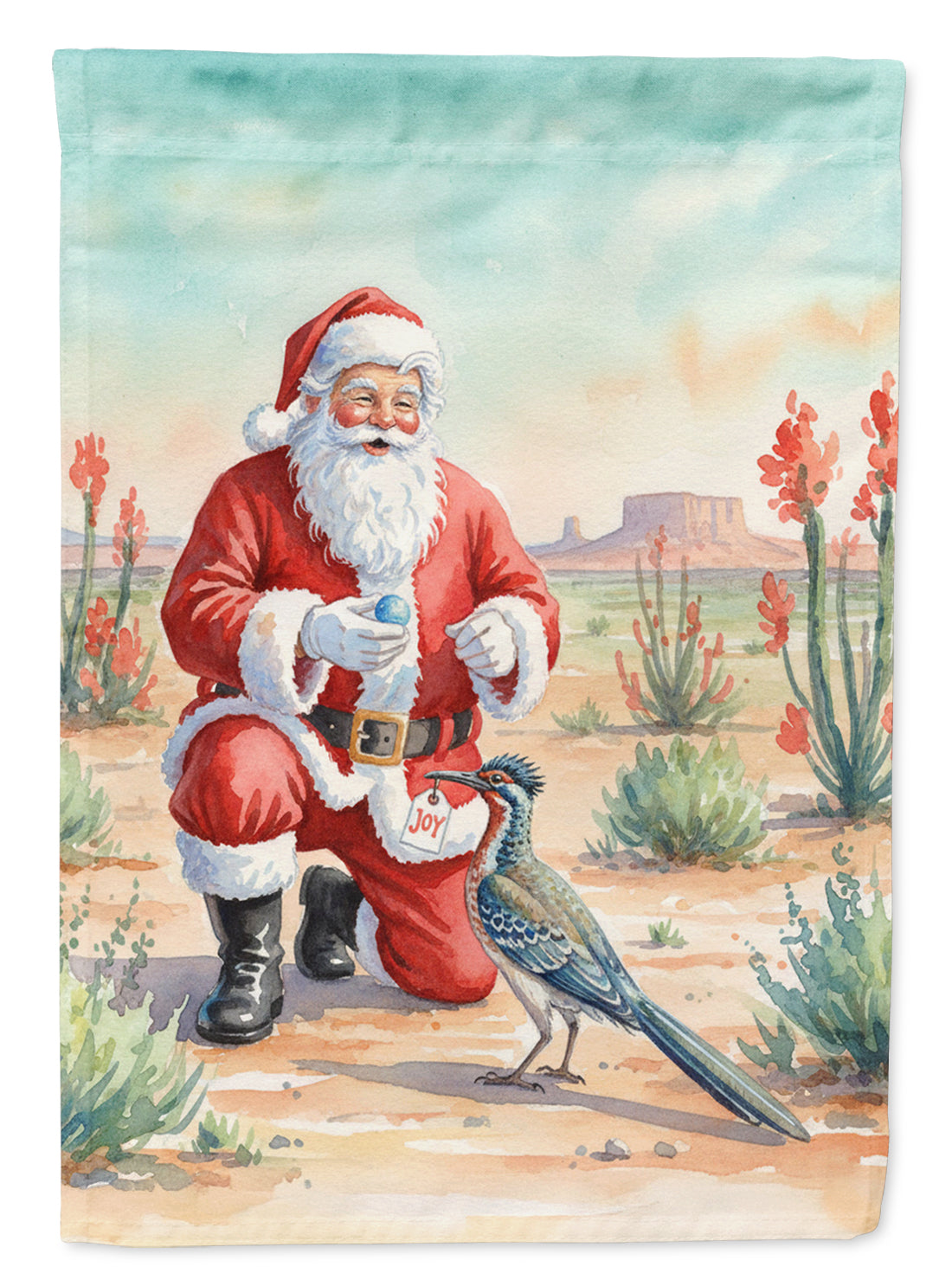Caroline's Treasures Santa Claus with a Roadrunner Christmas House Flag