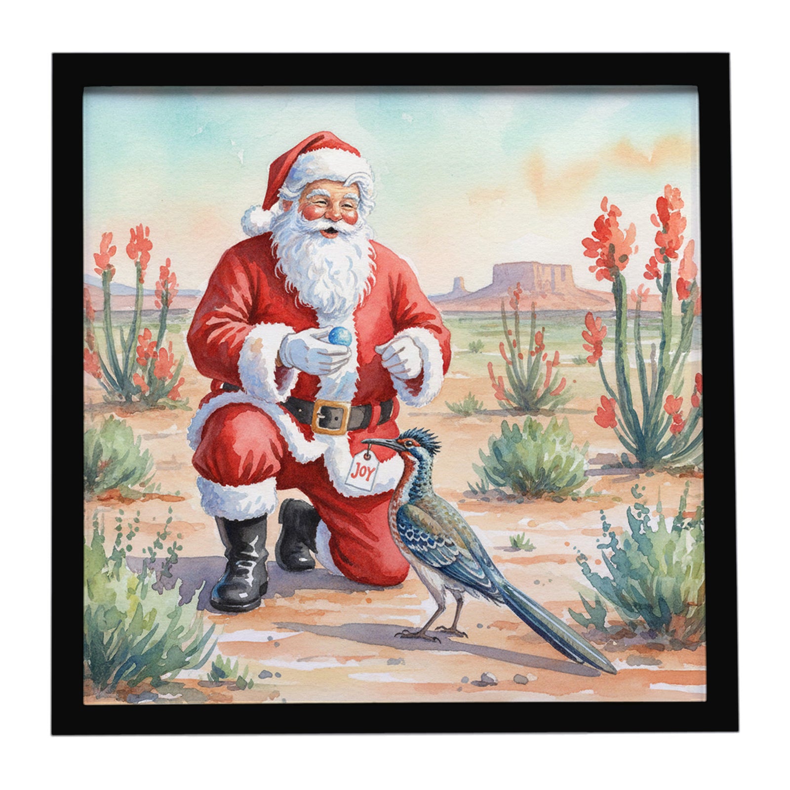 Caroline's Treasures Santa Claus with a Roadrunner Christmas Framed Metal Print