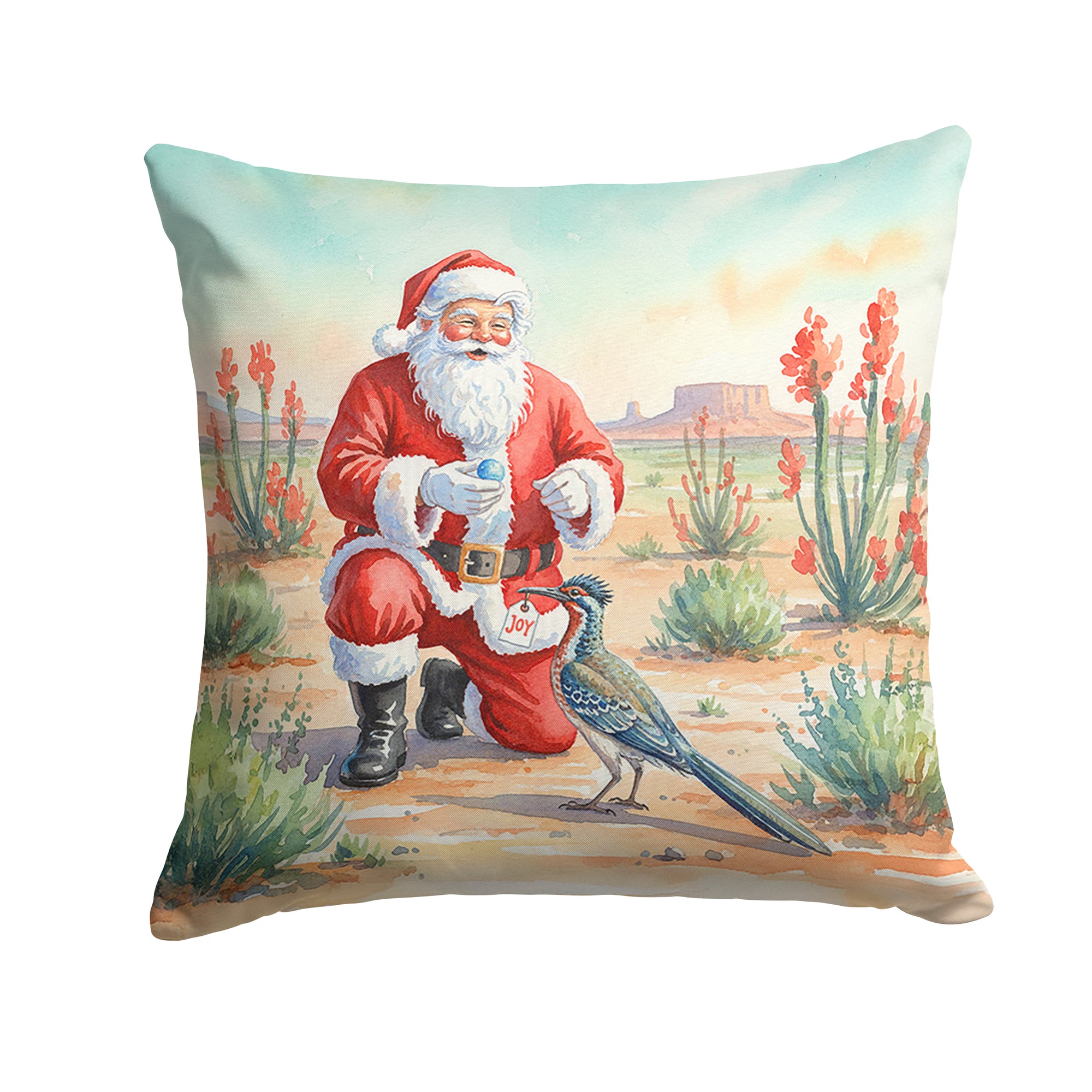 Caroline's Treasures Santa Claus with a Roadrunner Christmas Throw Pillow