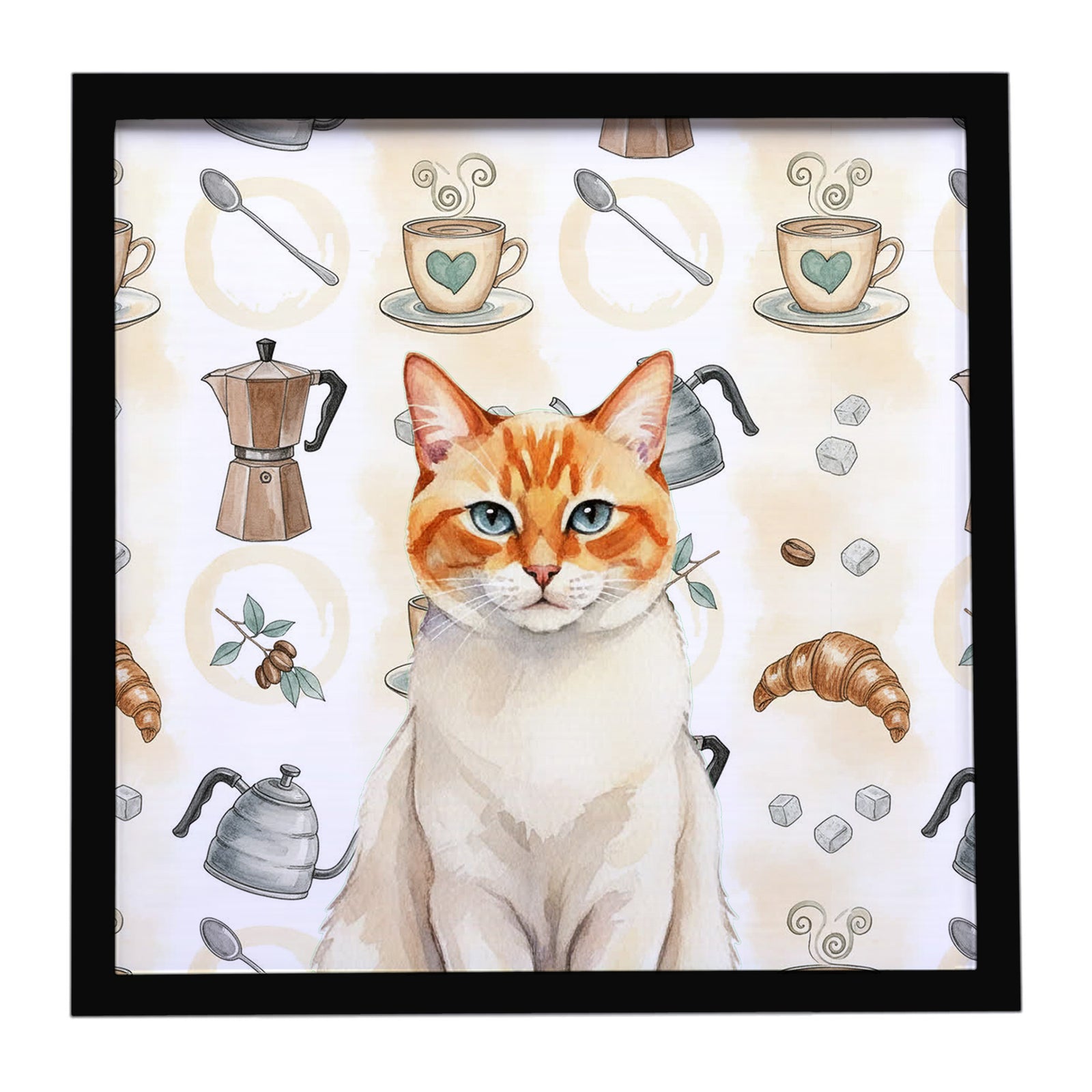 Caroline's Treasures Flame Point Cat Coffee Time Framed Metal Print