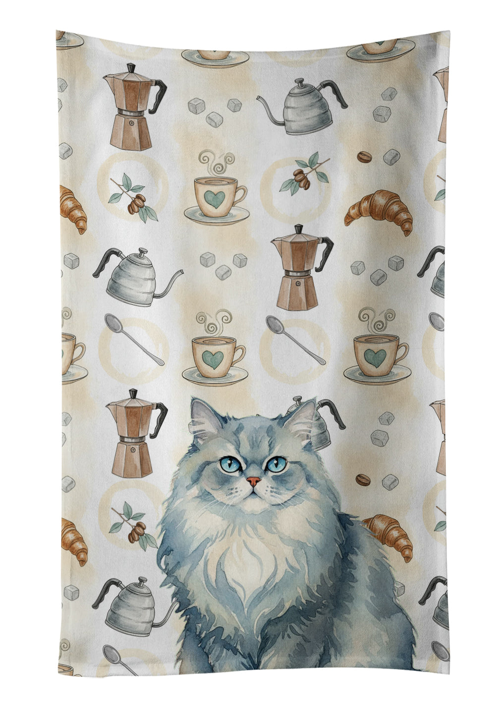 Caroline's Treasures Persian Blue Cat Coffee Time Kitchen Towel