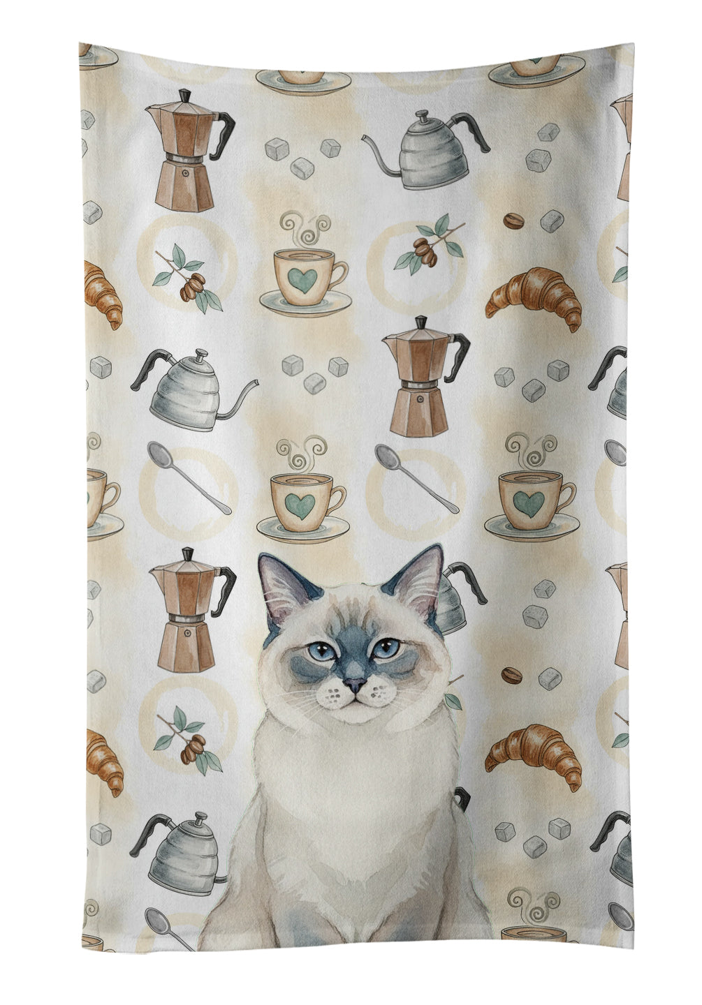 Caroline's Treasures Ragdoll Blue Point Cat Coffee Time Kitchen Towel