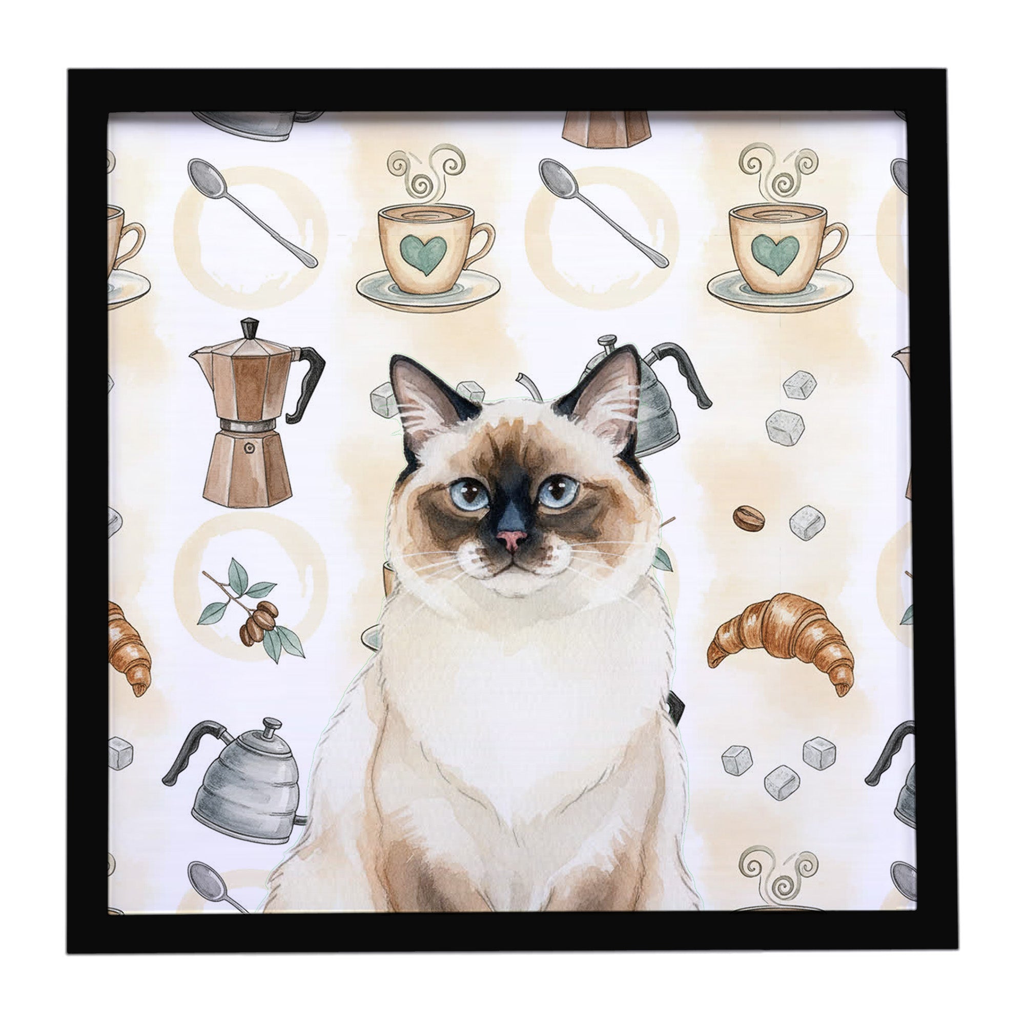 Caroline's Treasures Ragdoll Seal Point Cat Coffee Time Framed Metal Print