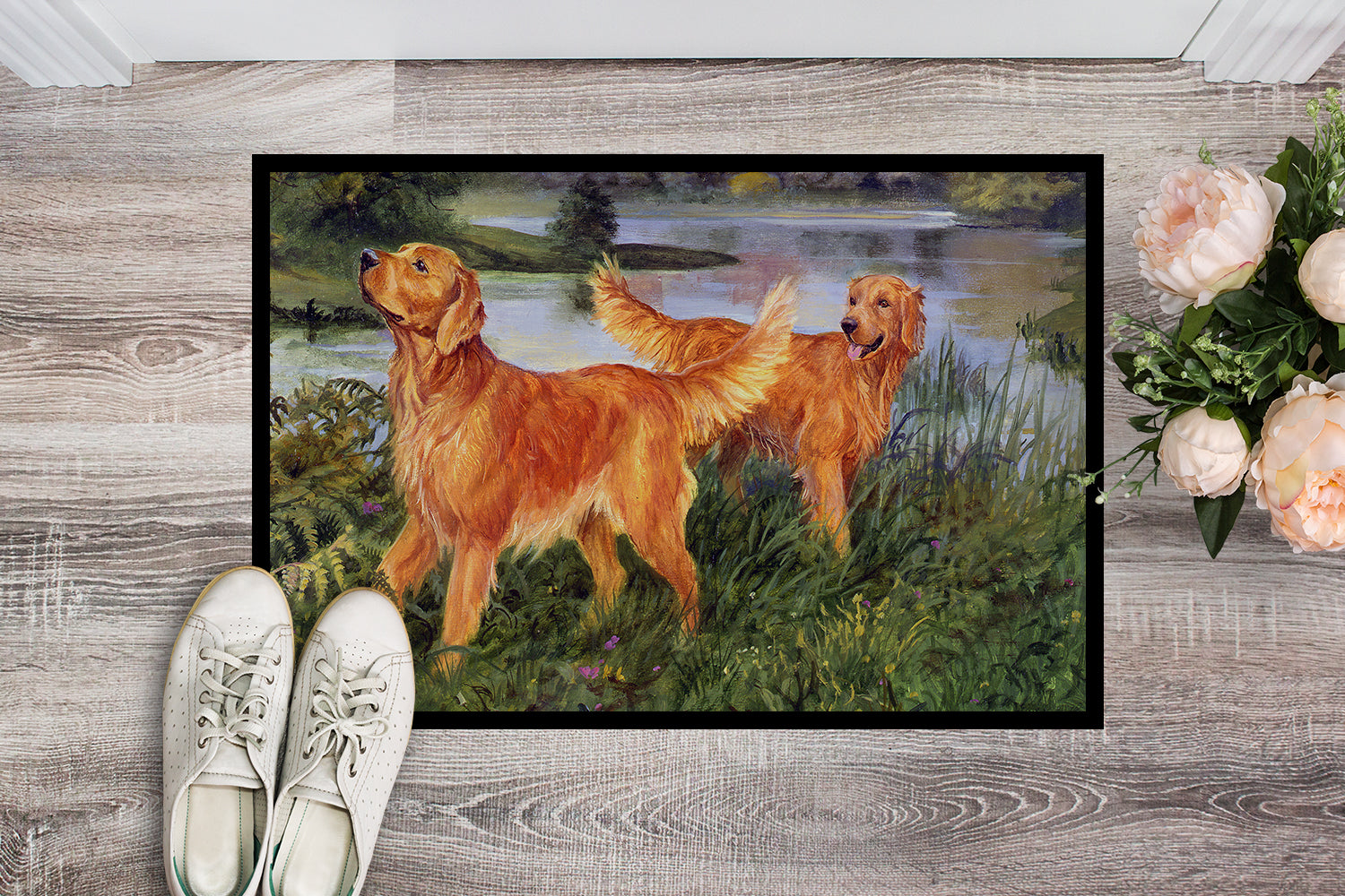 Caroline's Treasures Golden Retrievers Doormat - 18x27 Decorative Floor Mat – Indoor/Outdoor Rug with Artistic Flair HEH0098MAT