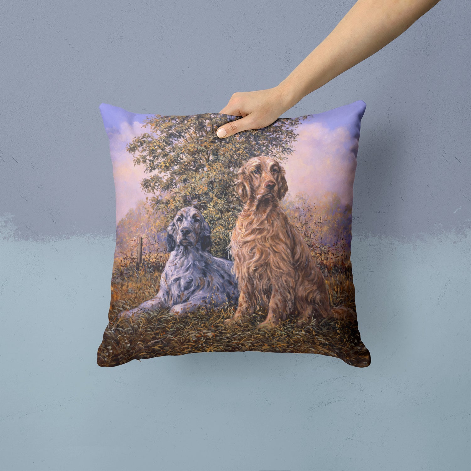 Caroline's Treasures Setters by Michael Herring Throw Pillow - 14x14 Decorative Pillow – Art for Your Home & Patio HMHE0203PW1414
