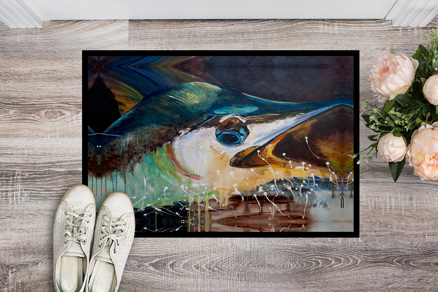 Caroline's Treasures Blue Marlin Doormat - 24x36 Decorative Floor Mat – Indoor/Outdoor Rug with Artistic Flair JMK1111JMAT