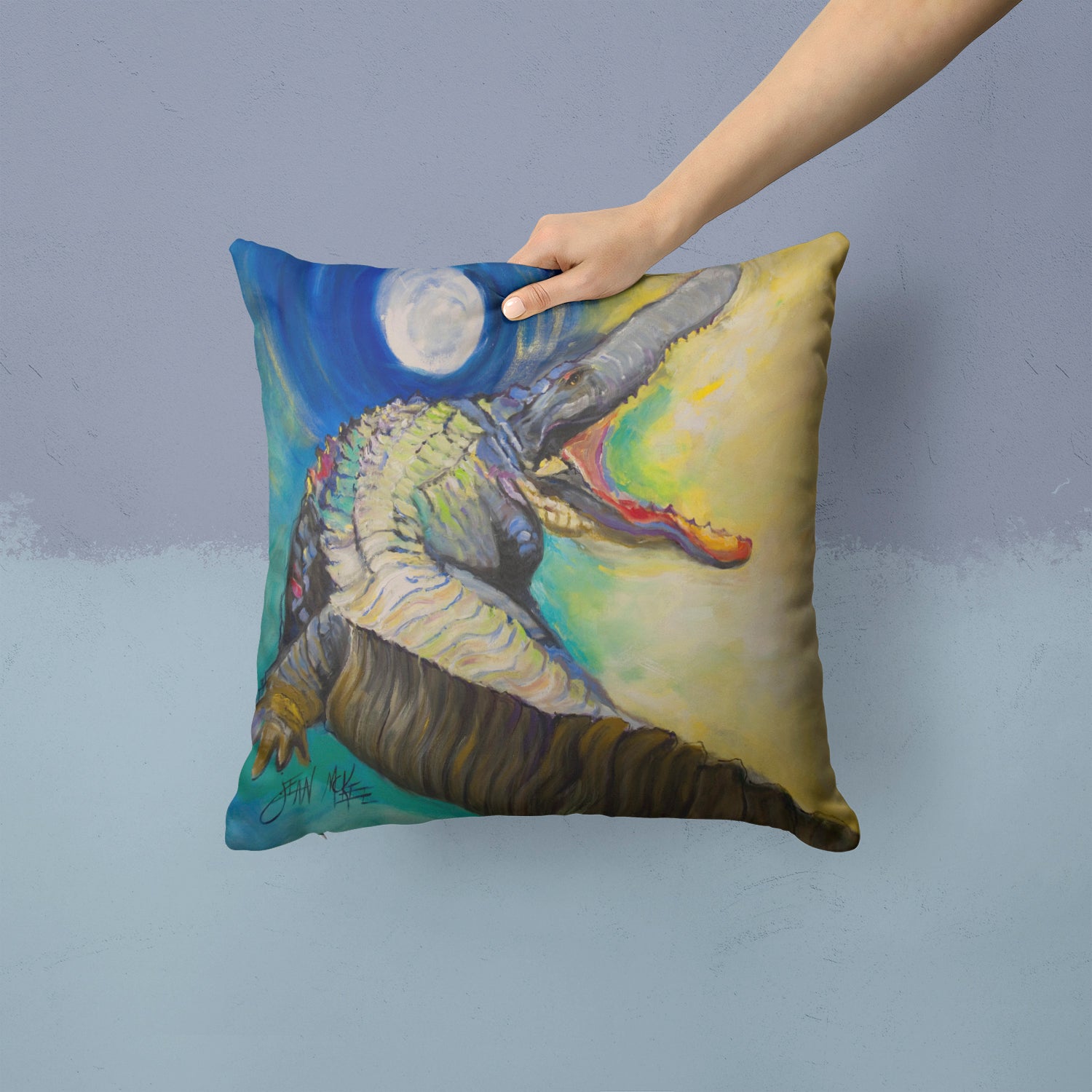 Caroline's Treasures Alligator Canvas Throw Pillow - 14x14 Decorative Pillow – Art for Your Home & Patio JMK1207PW1414