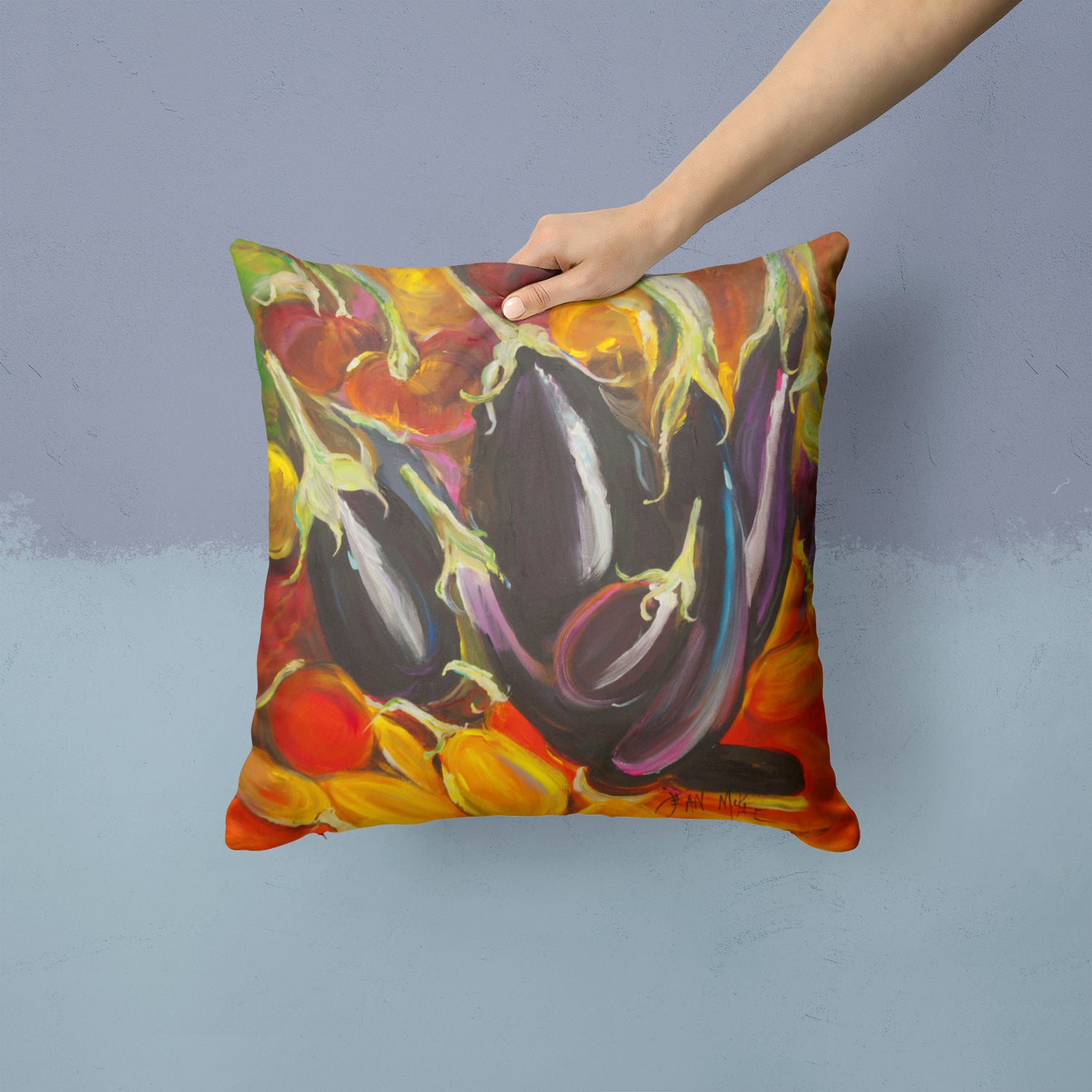 Caroline's Treasures Eggplant Canvas Throw Pillow - 14x14 Decorative Pillow – Art for Your Home & Patio JMK1260PW1414