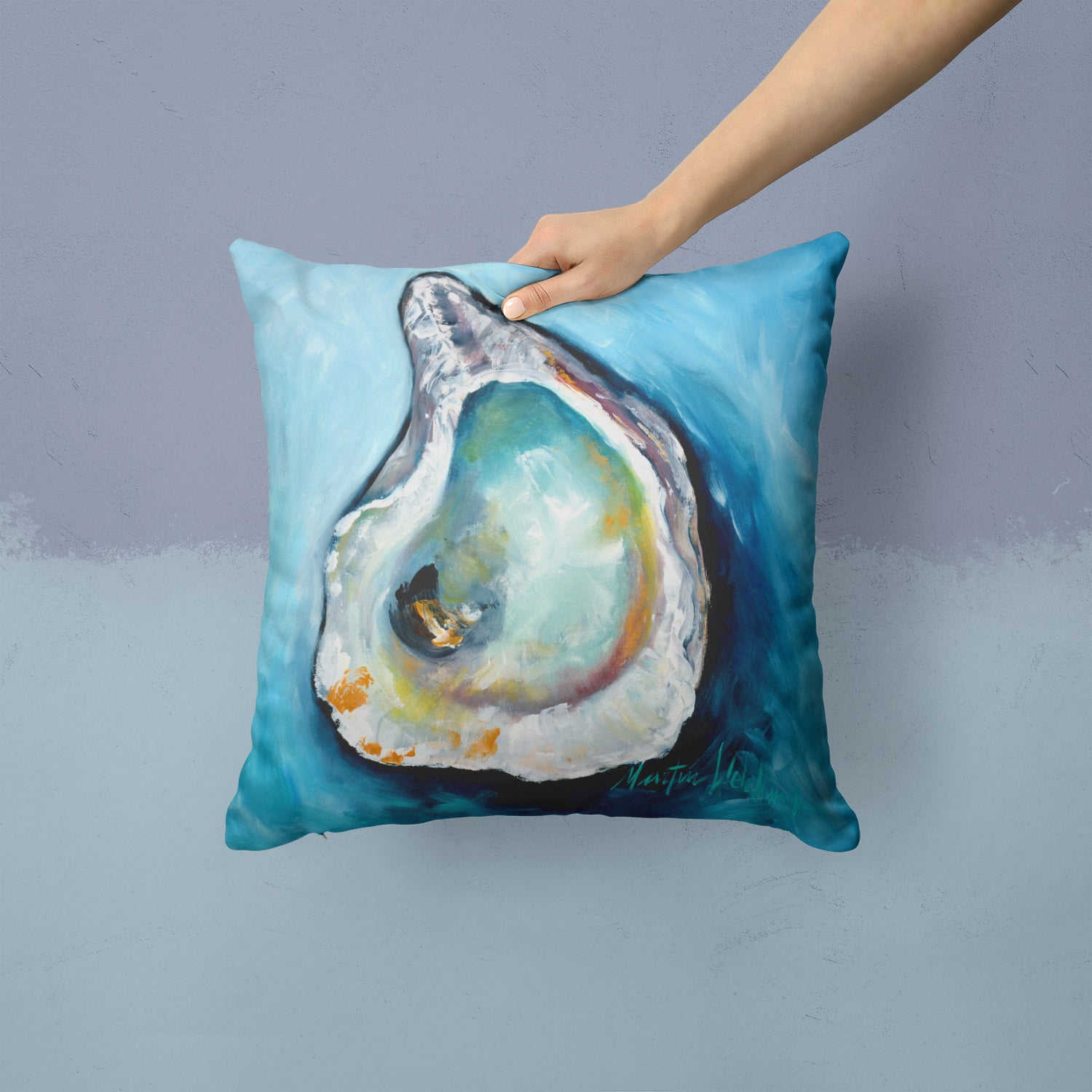 Caroline's Treasures Oyster Canvas Throw Pillow - 14x14 Decorative Pillow – Art for Your Home & Patio MW1143PW1414