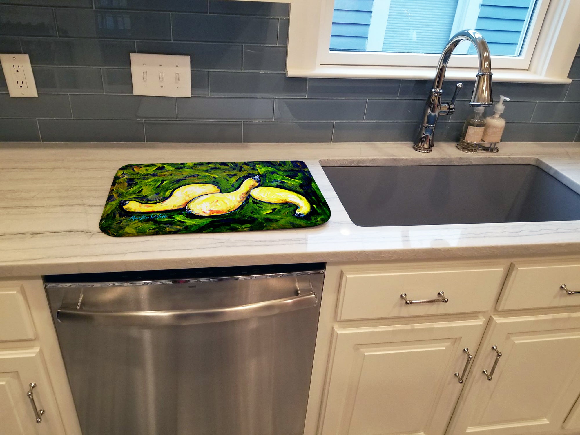 Caroline's Treasures Three Crooks Squash Dish Drying Mat – Absorbent, Artistic Kitchen Essentials