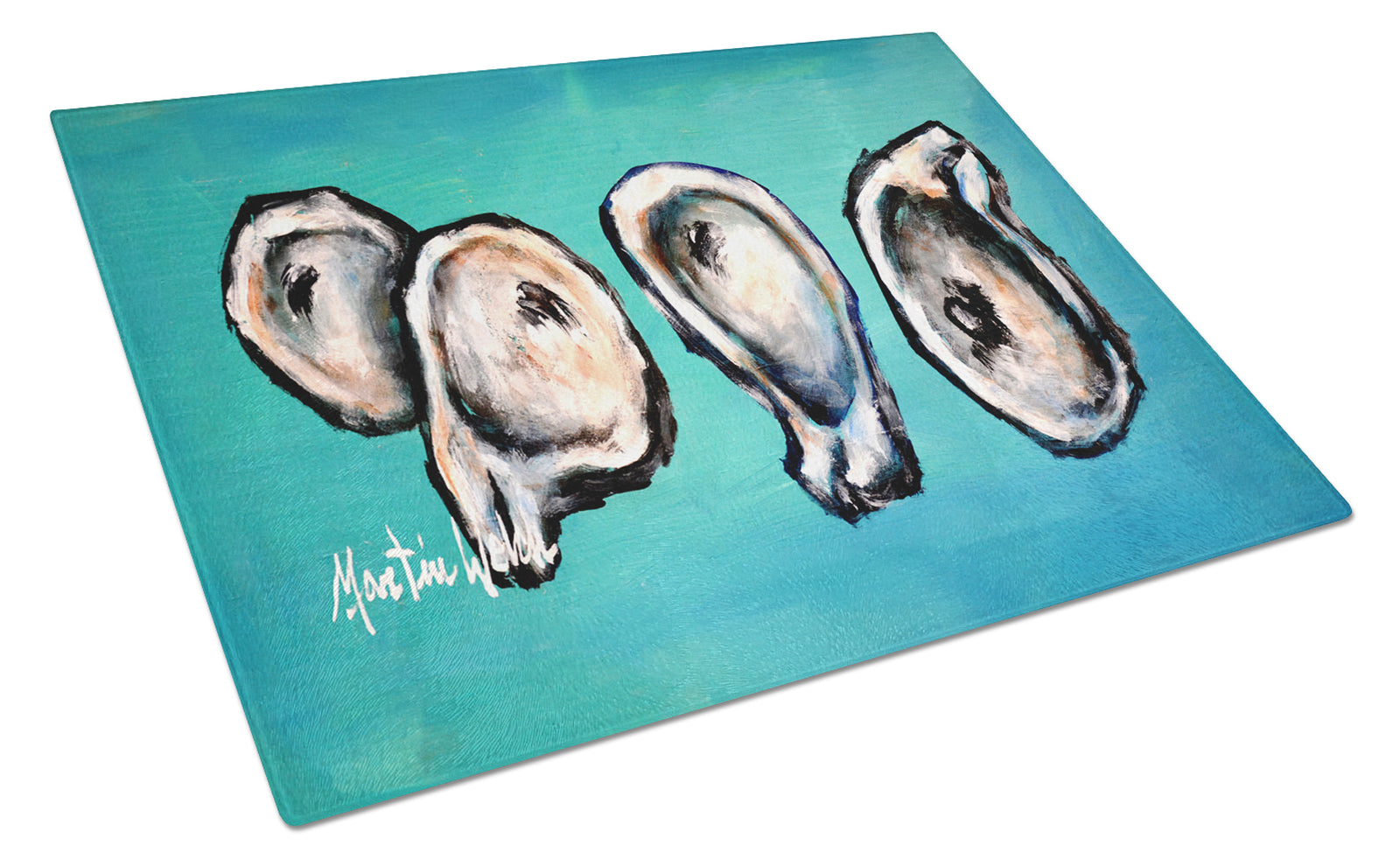 Buy this Four Oyster Shells on Board Glass Cutting Board