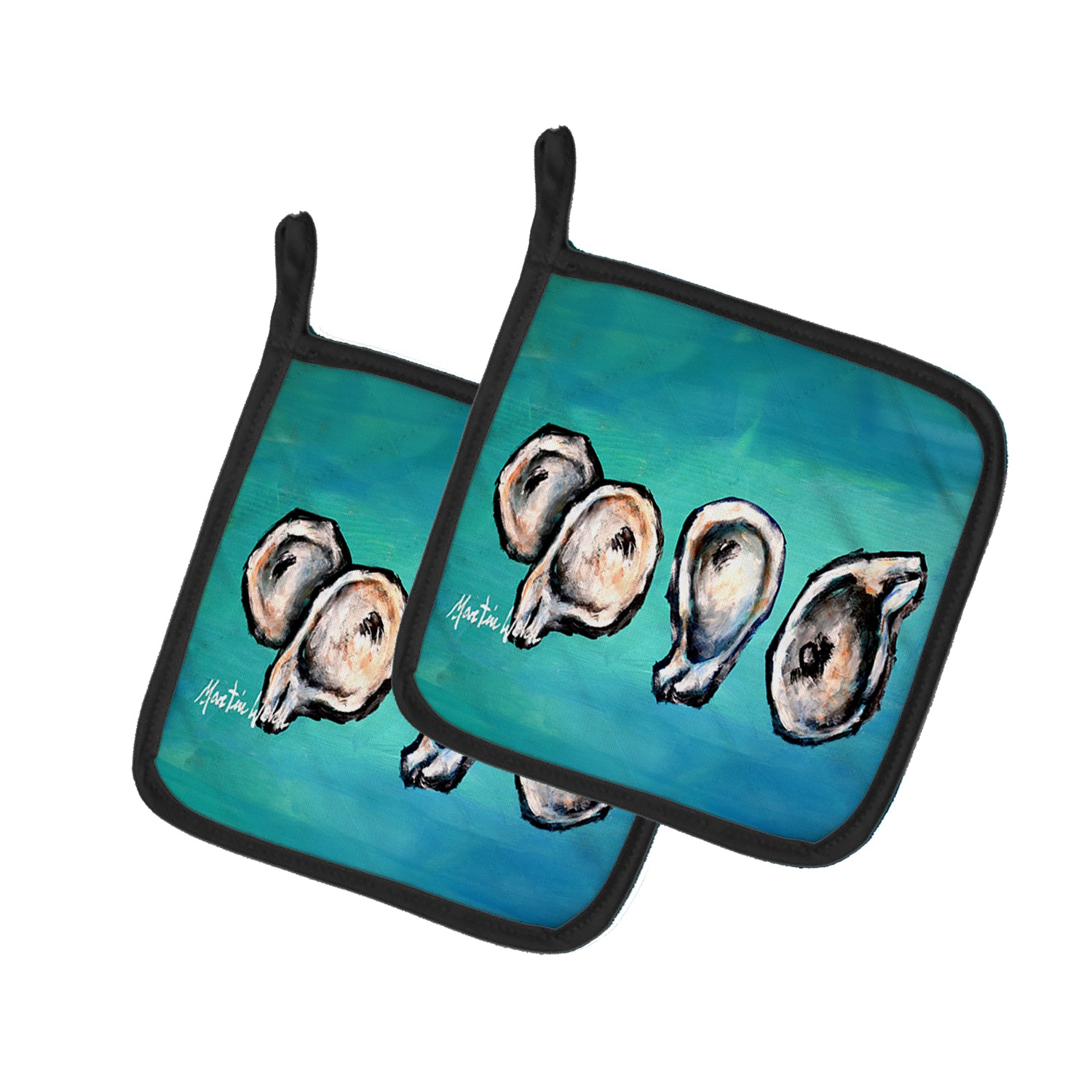 Buy this Four Oyster Shells on Board Pair of Pot Holders
