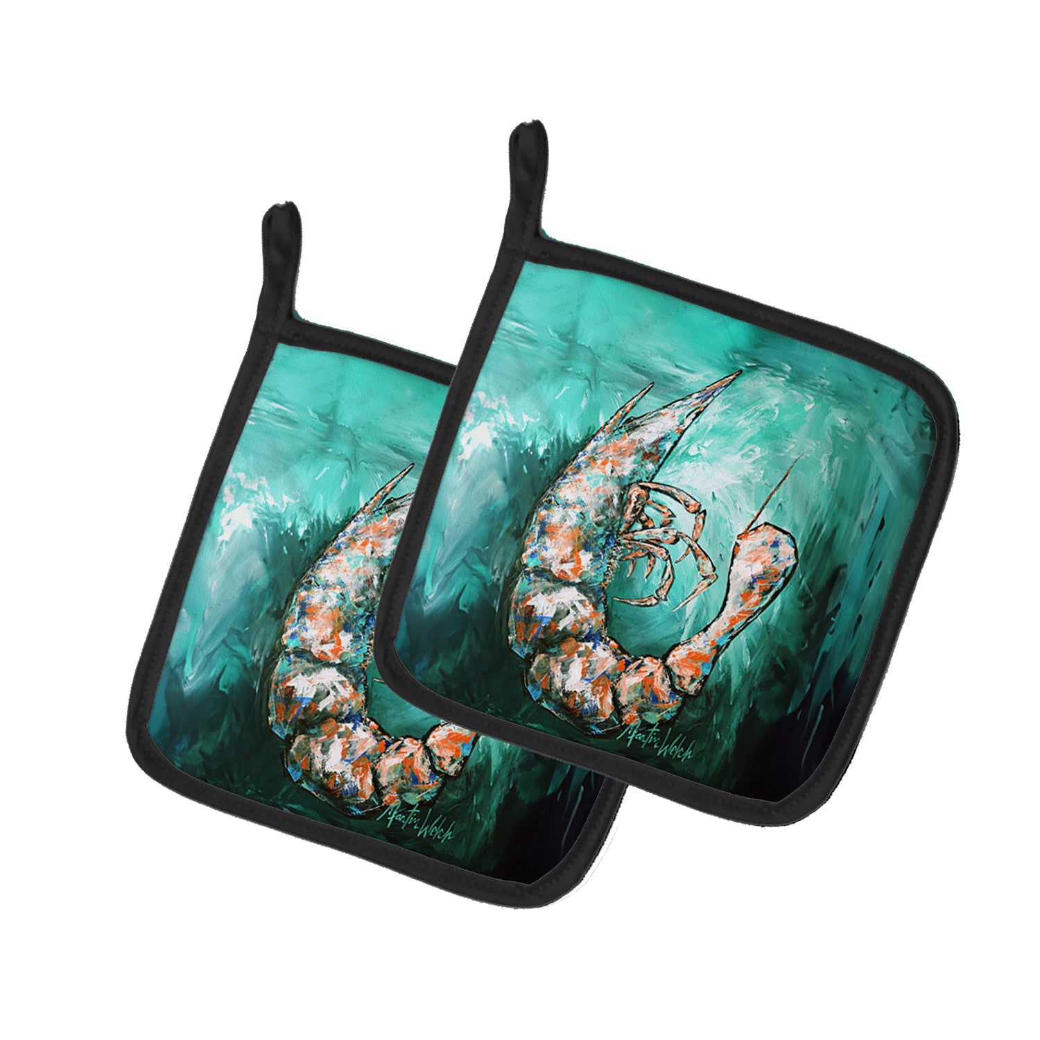 Buy this A Touch of Blue Shrimp Pair of Pot Holders