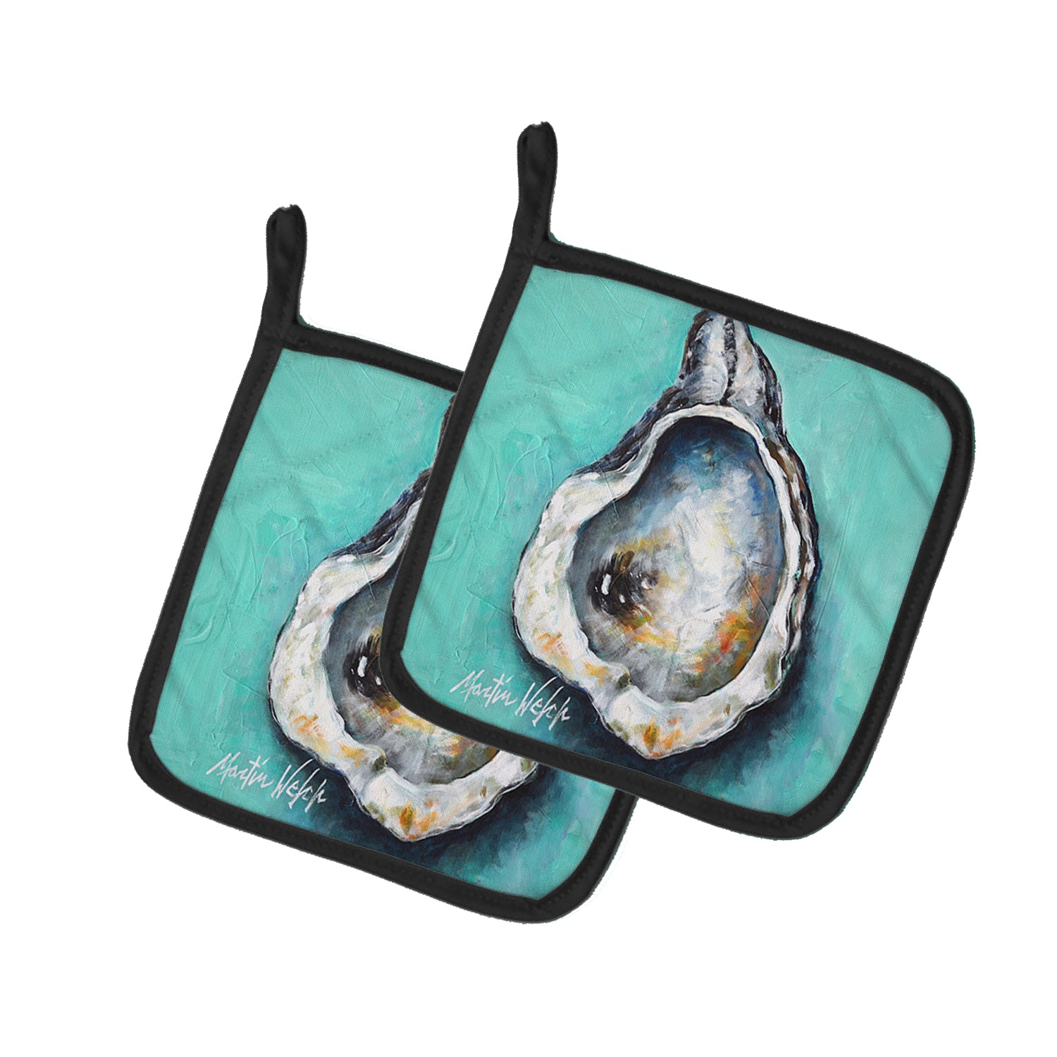 Buy this Aqua Pearl Oyster Pair of Pot Holders