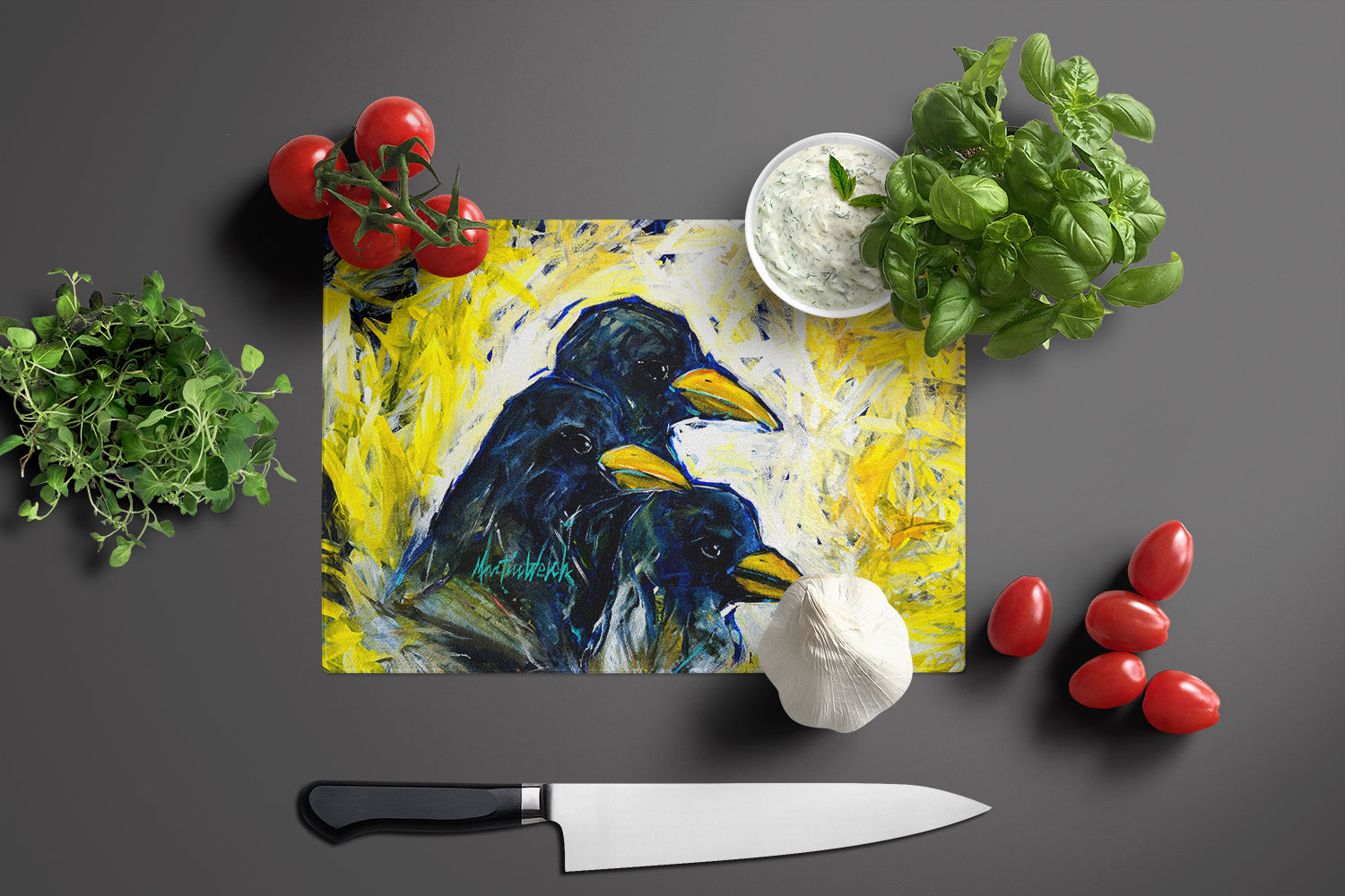 Baked In A Pie Crows Glass Cutting Board